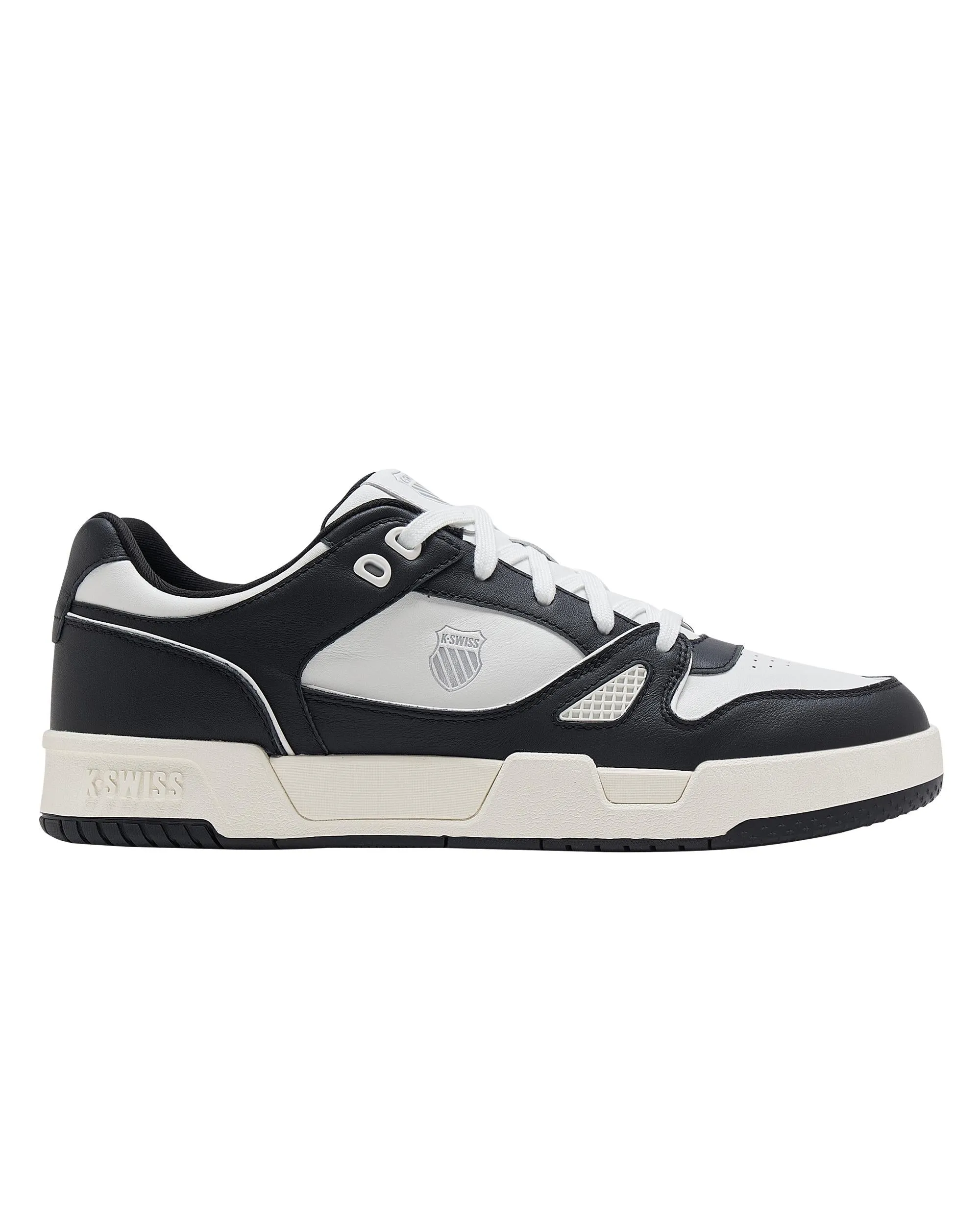 09352-102-M | MEN'S GRANCOURT LEATHER SNEAKERS | WHITE/BLACK Easy Style