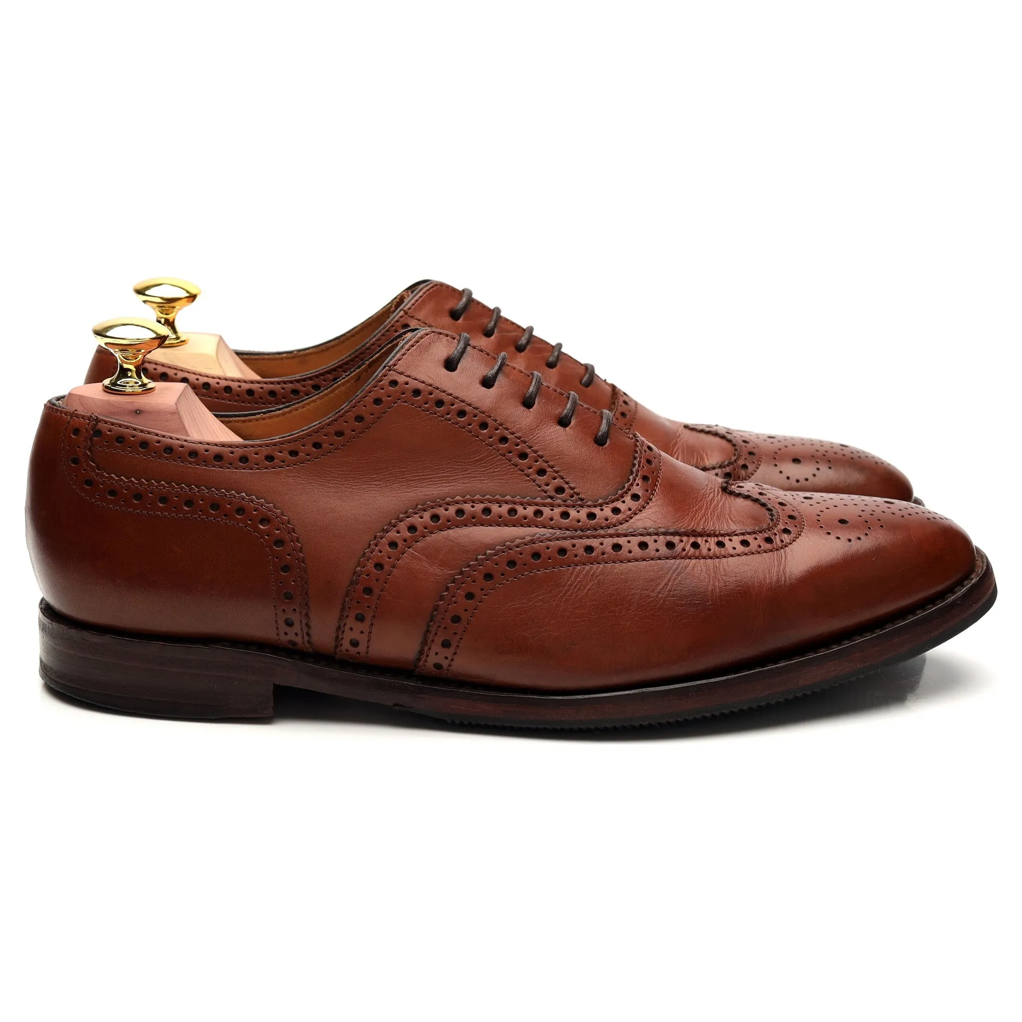 1880 'Buckingham' Tan Brown Leather Oxford Brogue UK 7 F Street Chic Professional Step