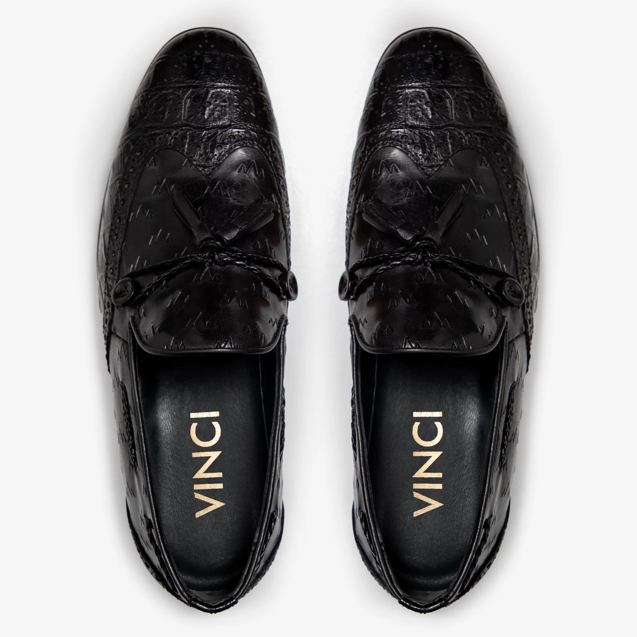 360-Flex The Istanbul Black Leather Tassel Loafer Men Shoe