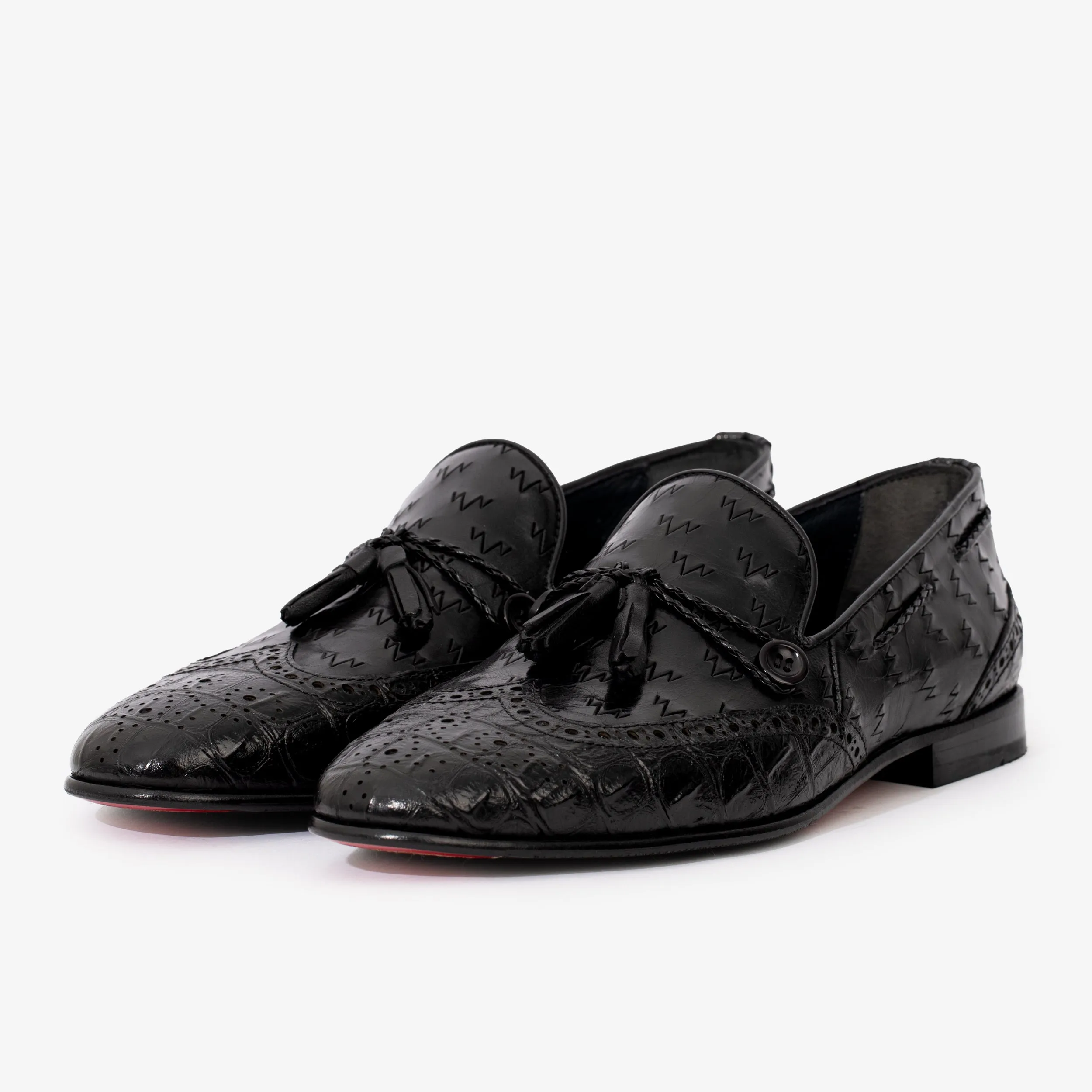 360-Flex The Istanbul Black Leather Tassel Loafer Men Shoe