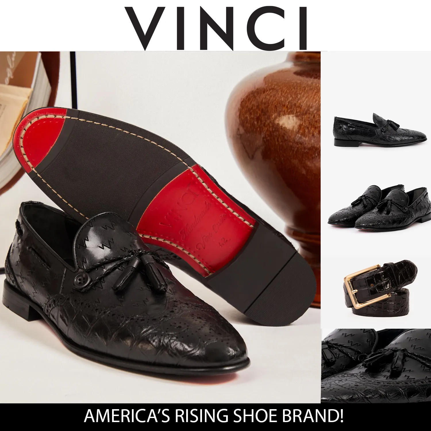 360-Flex The Istanbul Black Leather Tassel Loafer Men Shoe