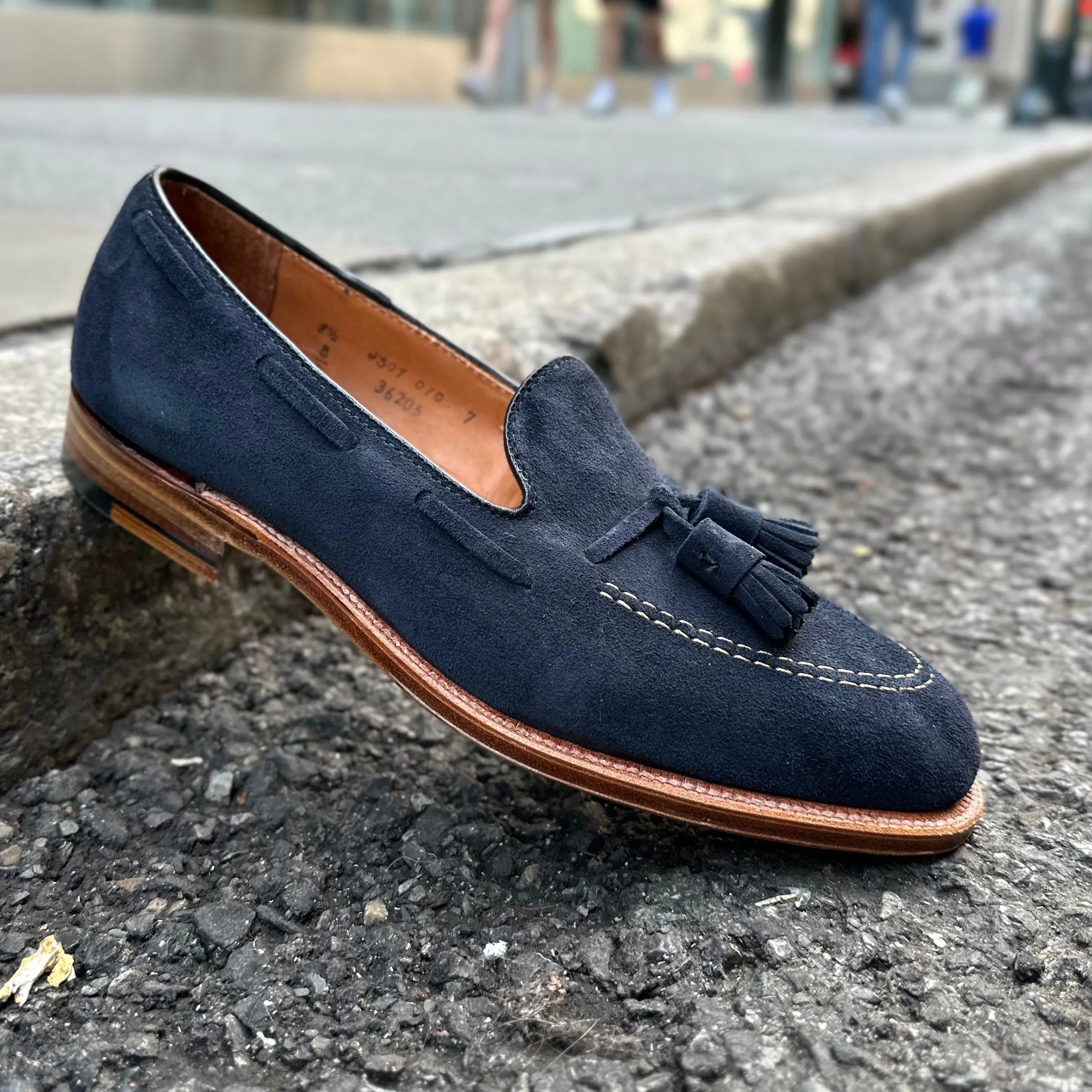 36205 - Tassel Loafer in Navy Blue Suede Fresh Flow
