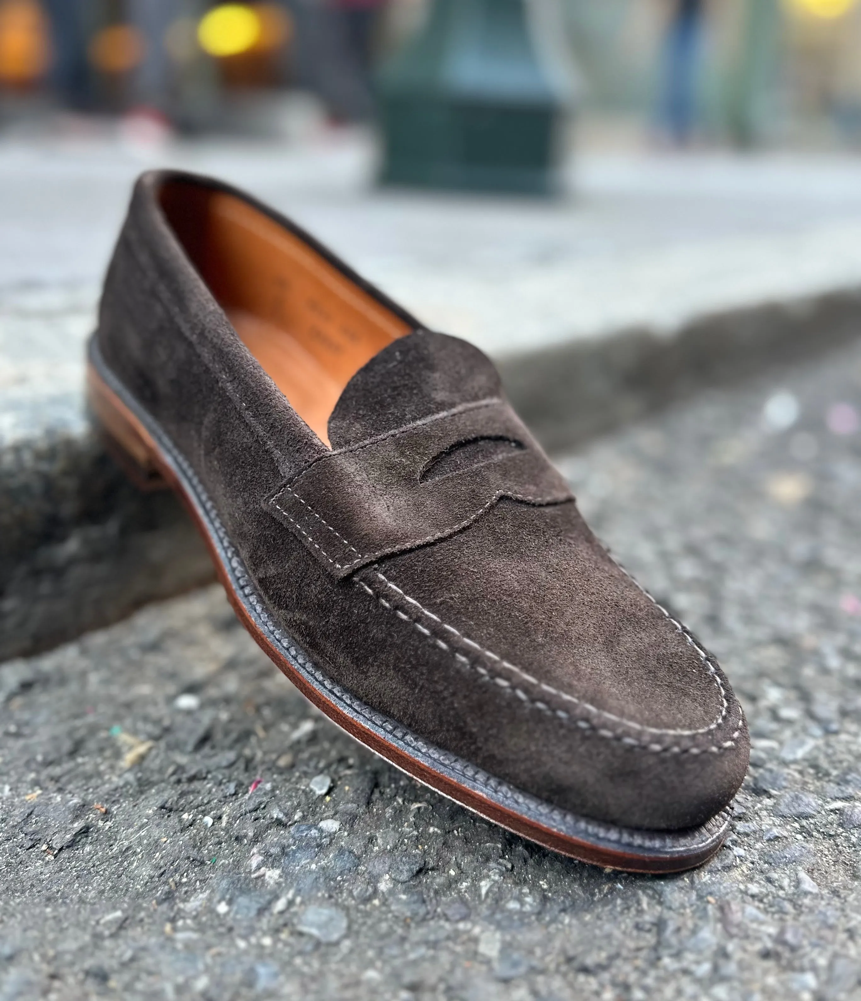 6248F - Unlined Leisure Hand Sewn in Dark Chocolate Suede Shock Guard
