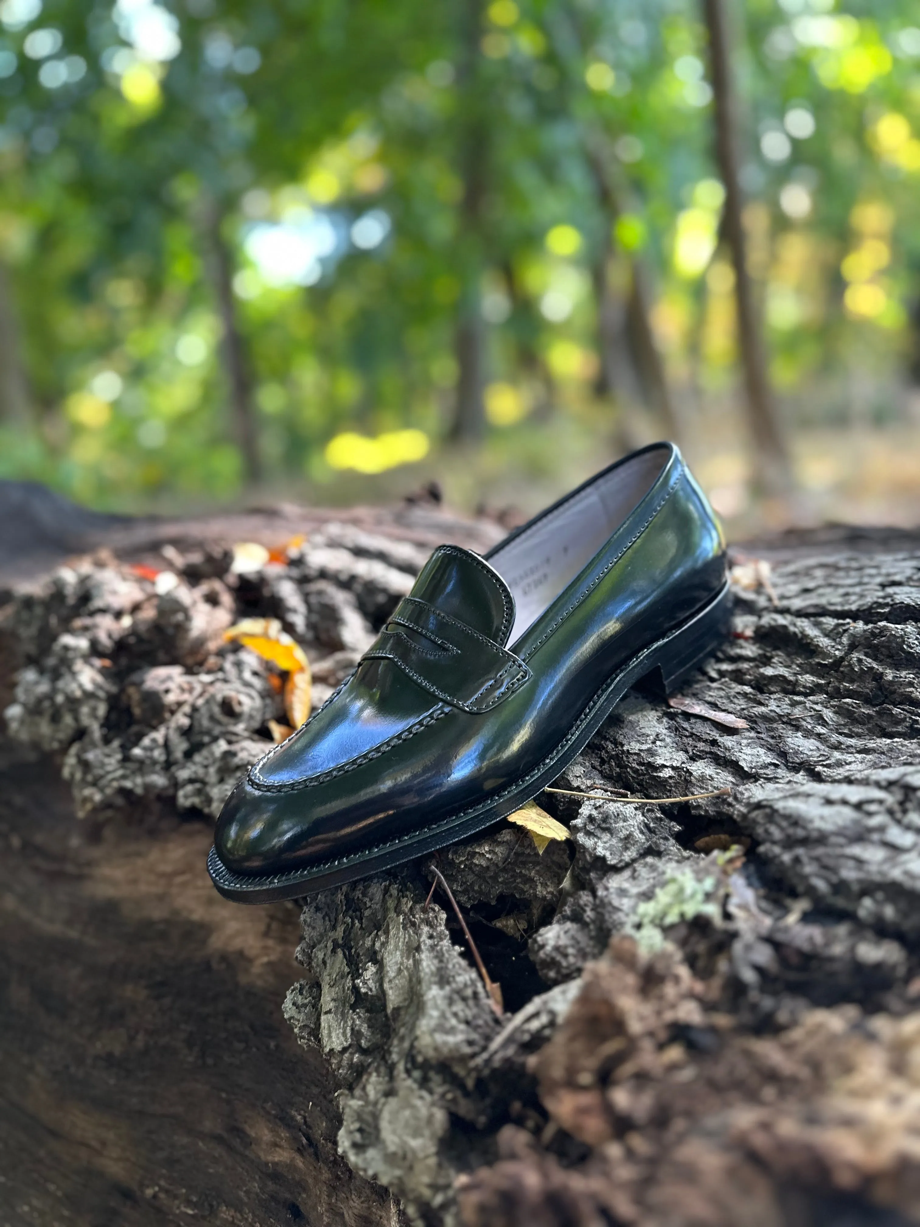 67269 - High Vamp Loafer in Black Shell Cordovan Sleek Finish