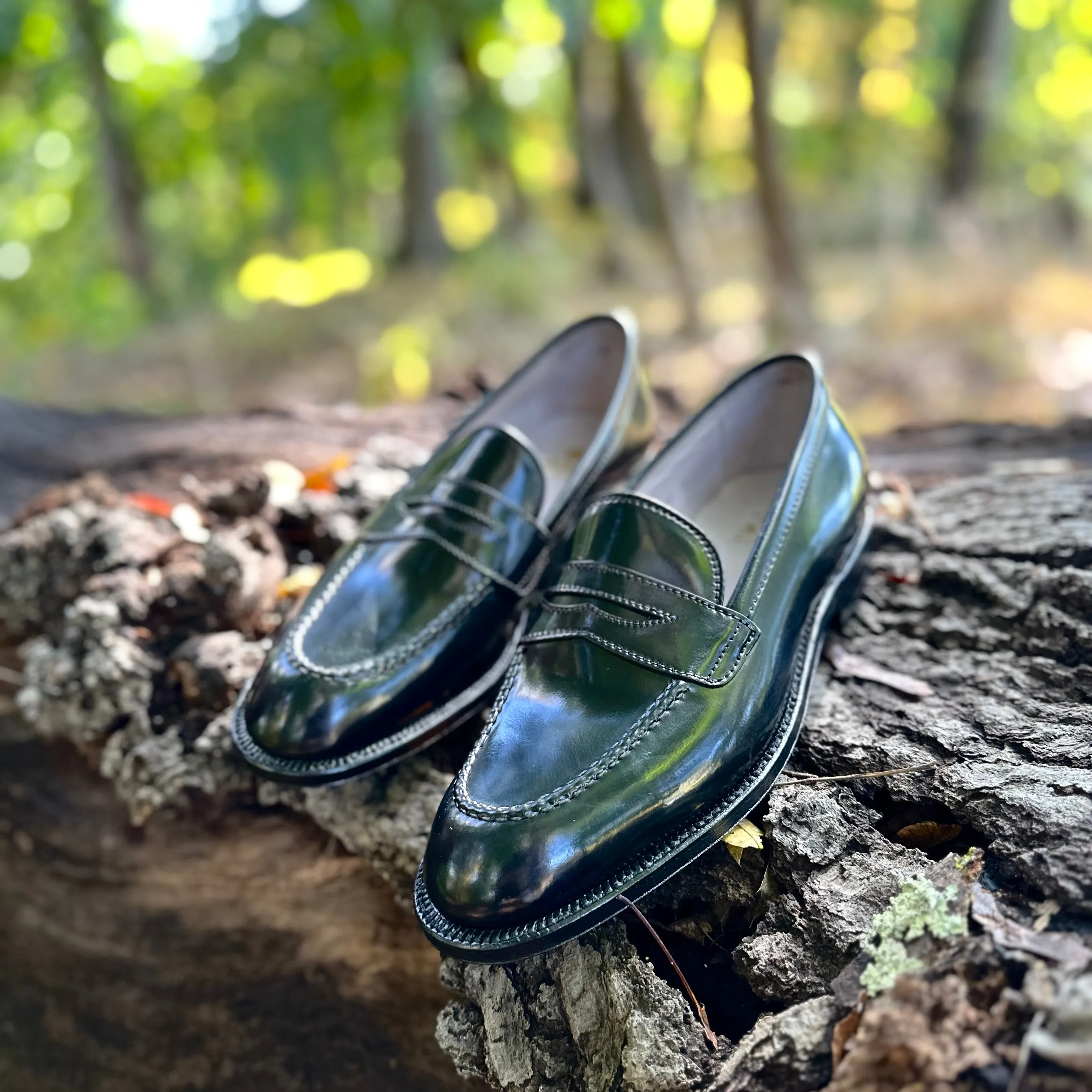 67269 - High Vamp Loafer in Black Shell Cordovan Sleek Finish