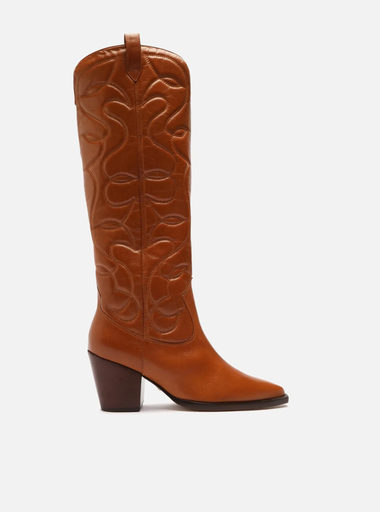 Abigail Leather Block Boot Soft Cushion Heels