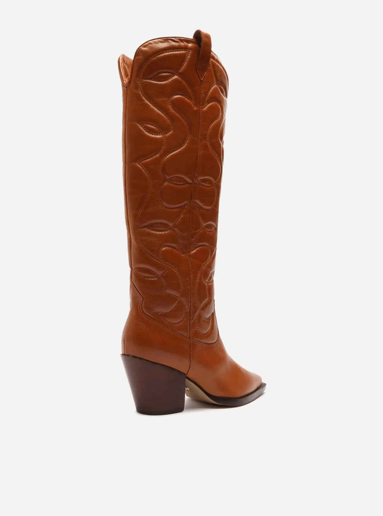 Abigail Leather Block Boot Soft Cushion Heels