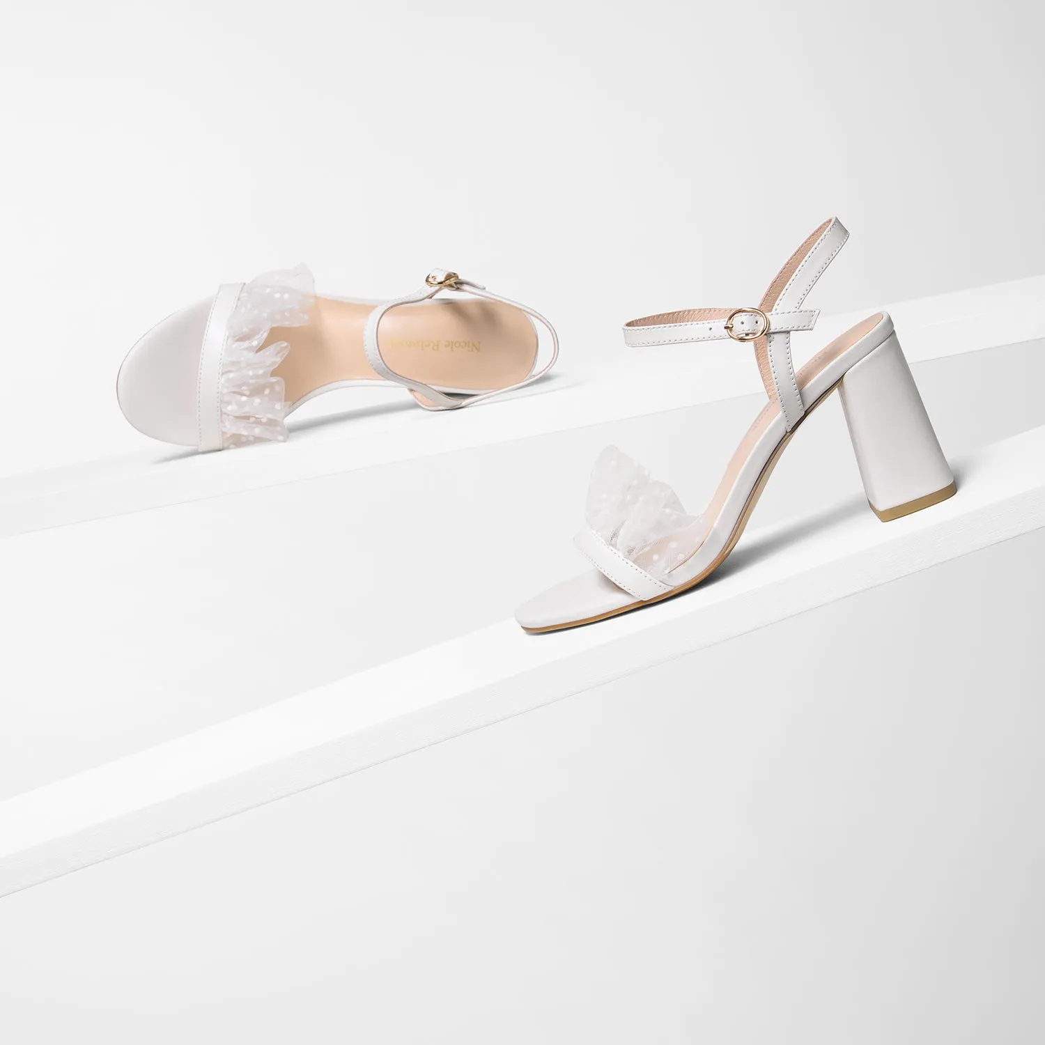 Adjustable Stilettos Freya Sandal Heel | Off-White Leather