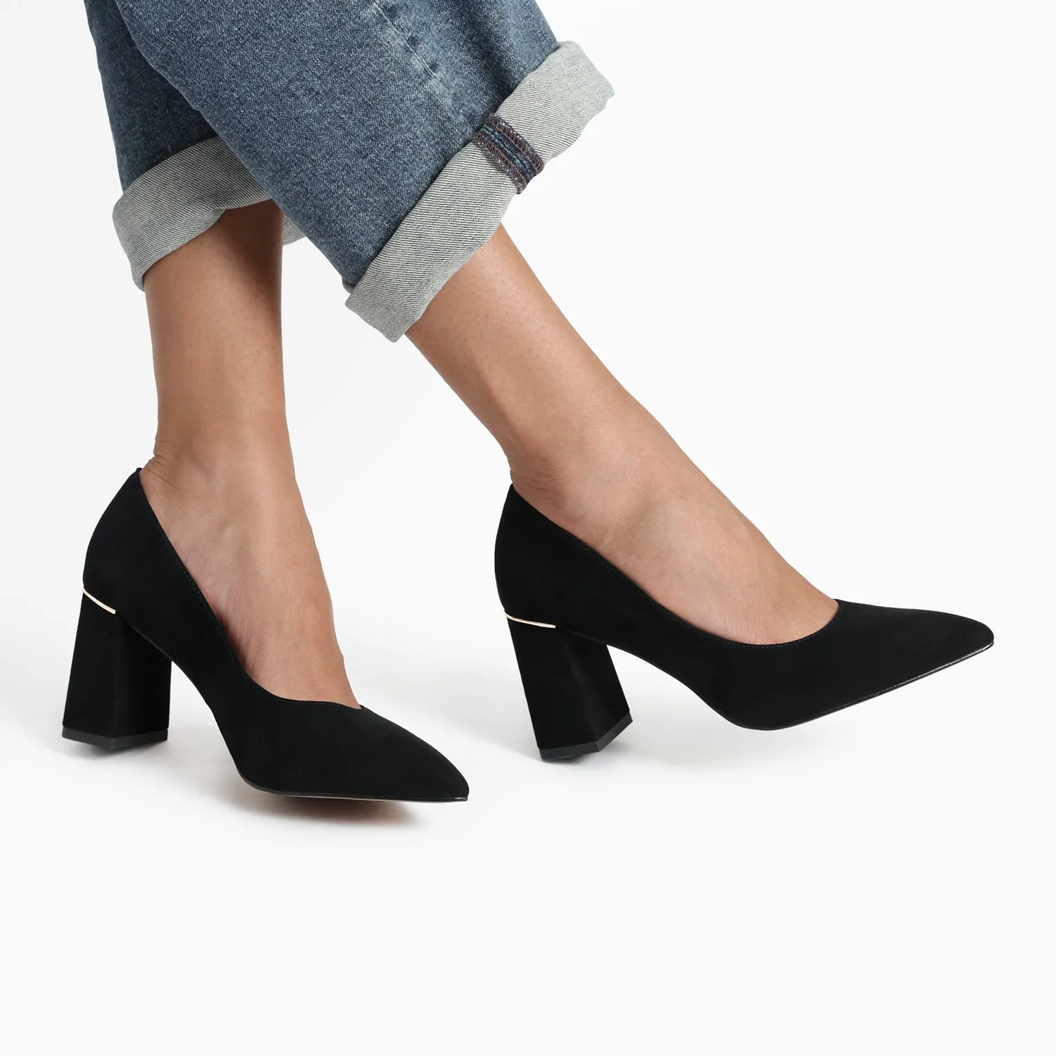 Adjustable Stilettos Nova Heel | Black suede