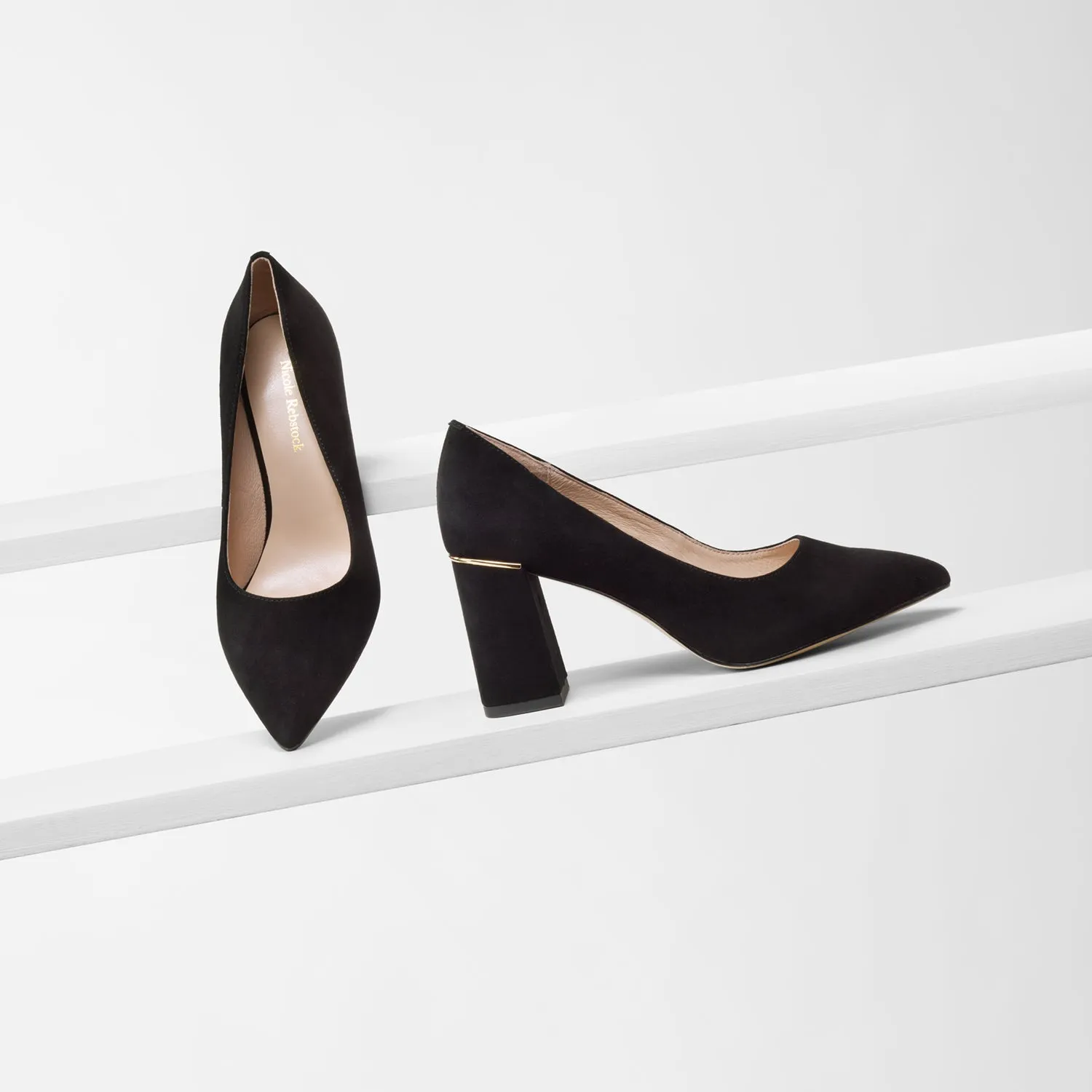 Adjustable Stilettos Nova Heel | Black suede