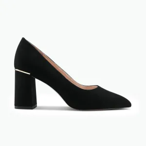 Nova Heel | Black suede Chic Sandals for Day