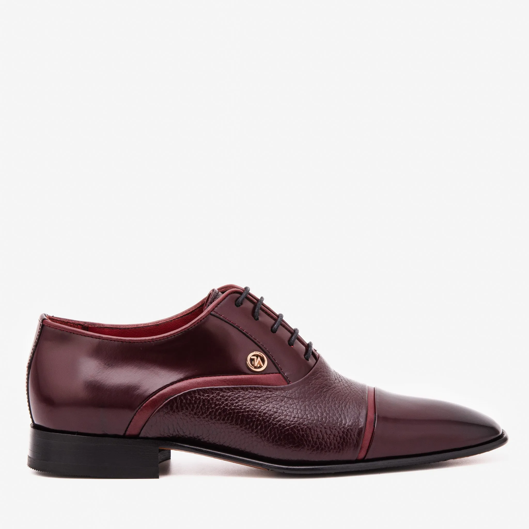 Rubber Outsole The Rockwell Handmade Burgundy Leather Cap Toe Oxford Men Shoe
