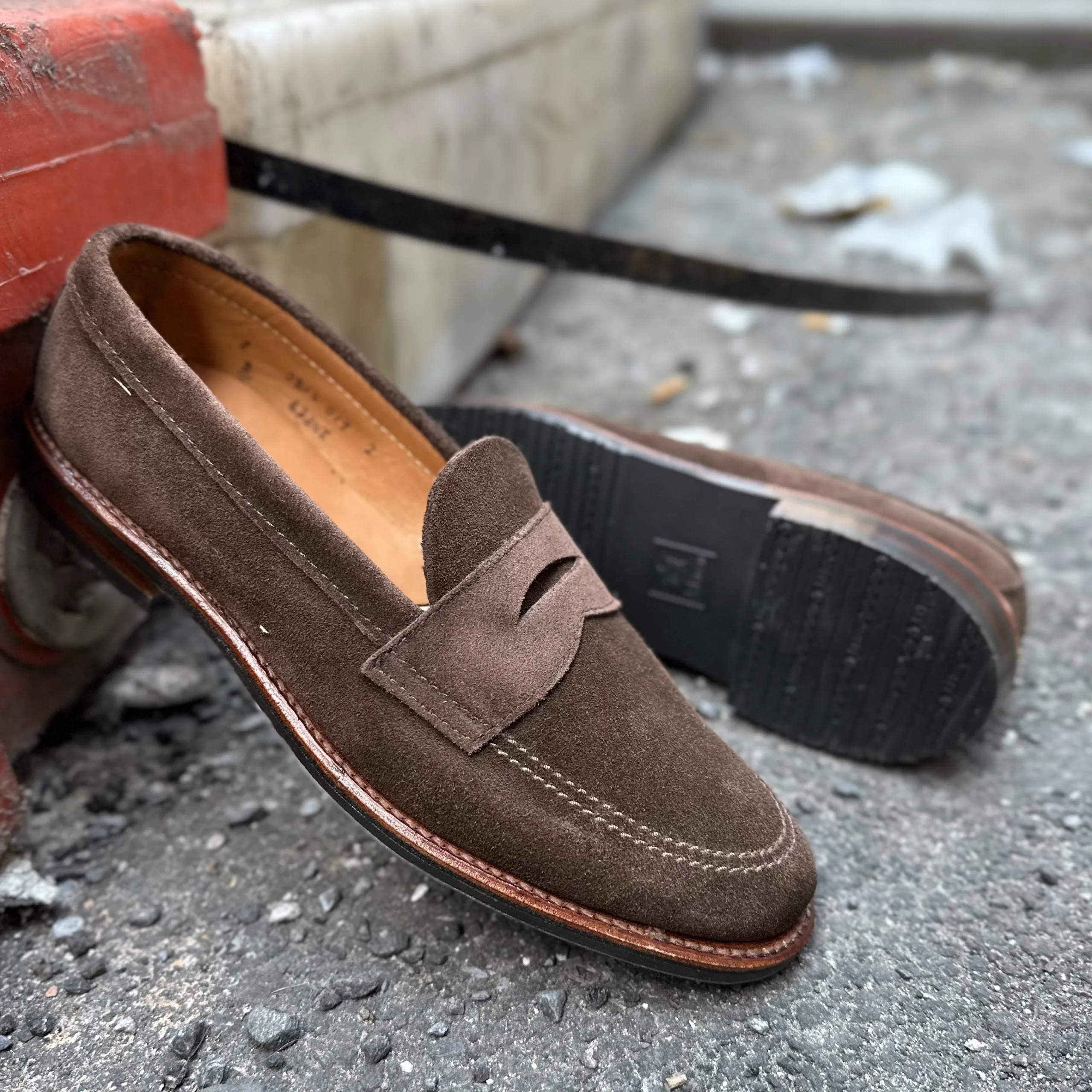 All-Purpose 6224L - Unlined Penny Mocc in Brown Suede