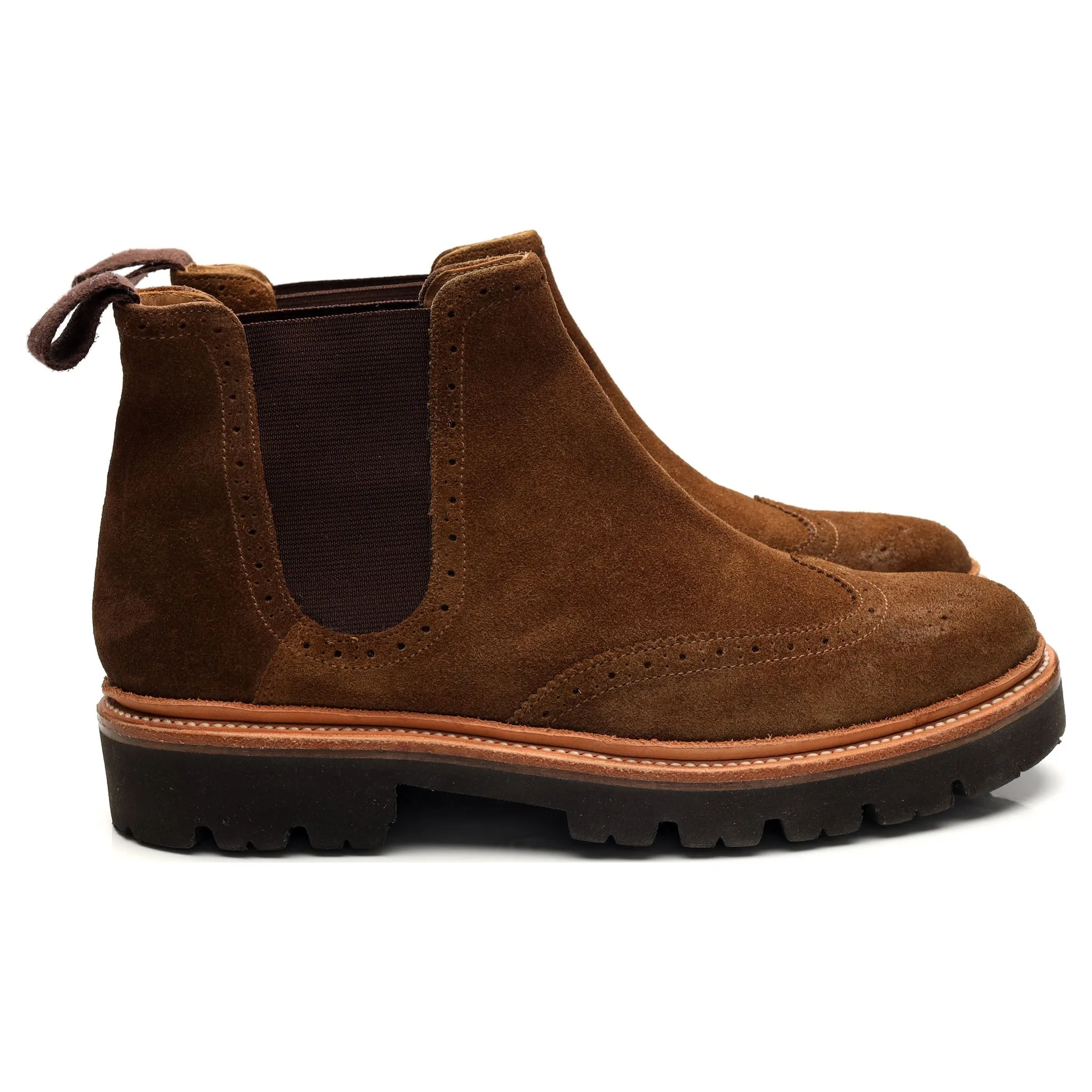 Women's 'Arlo' Snuff Brown Suede Brogue Chelsea Boots UK 8 Rugged Terrain Neutral palette