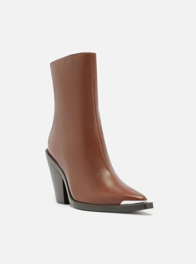 Ankle Strap Heels Peyton Leather Block Boot