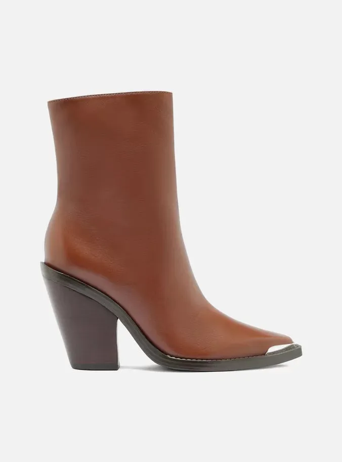 Peyton Leather Block Boot Holiday Heels