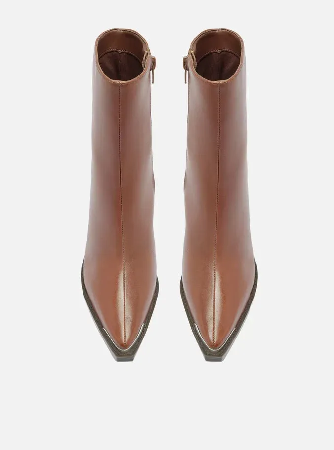 Ankle Strap Heels Peyton Leather Block Boot