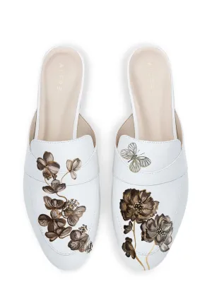 Coffee Flowers White Mule Easy Step Simple Step-On