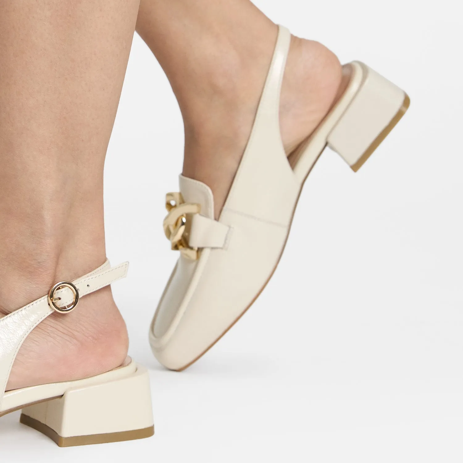 Arch Support Heels Boston Slingback Loafer | Ivory Leather