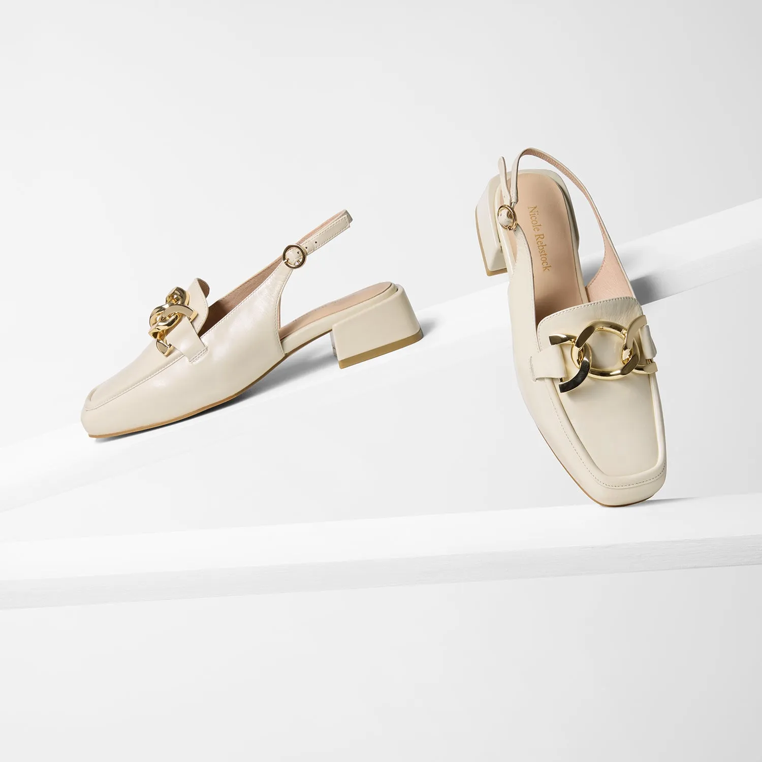 Arch Support Heels Boston Slingback Loafer | Ivory Leather