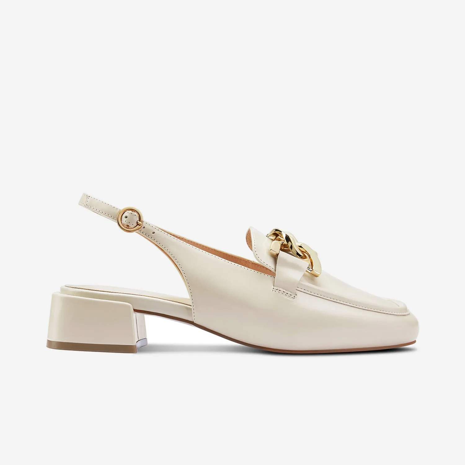 Arch Support Heels Boston Slingback Loafer | Ivory Leather