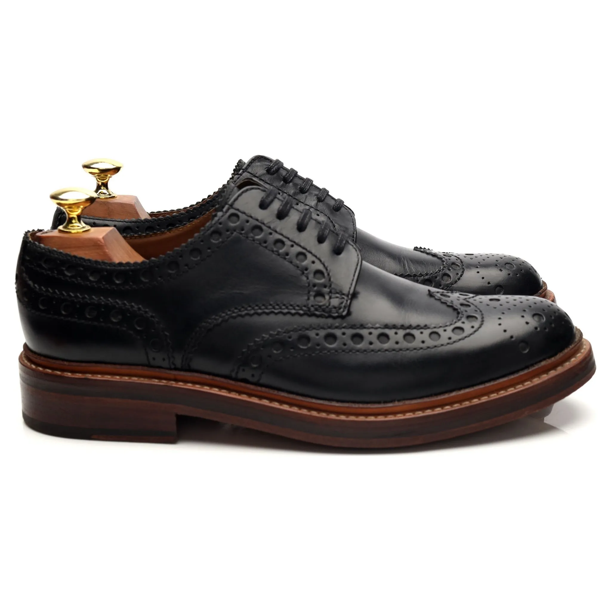 'Archie' Black Leather Derby Brogues UK 7.5 G Breathable Interior fashionable footwear