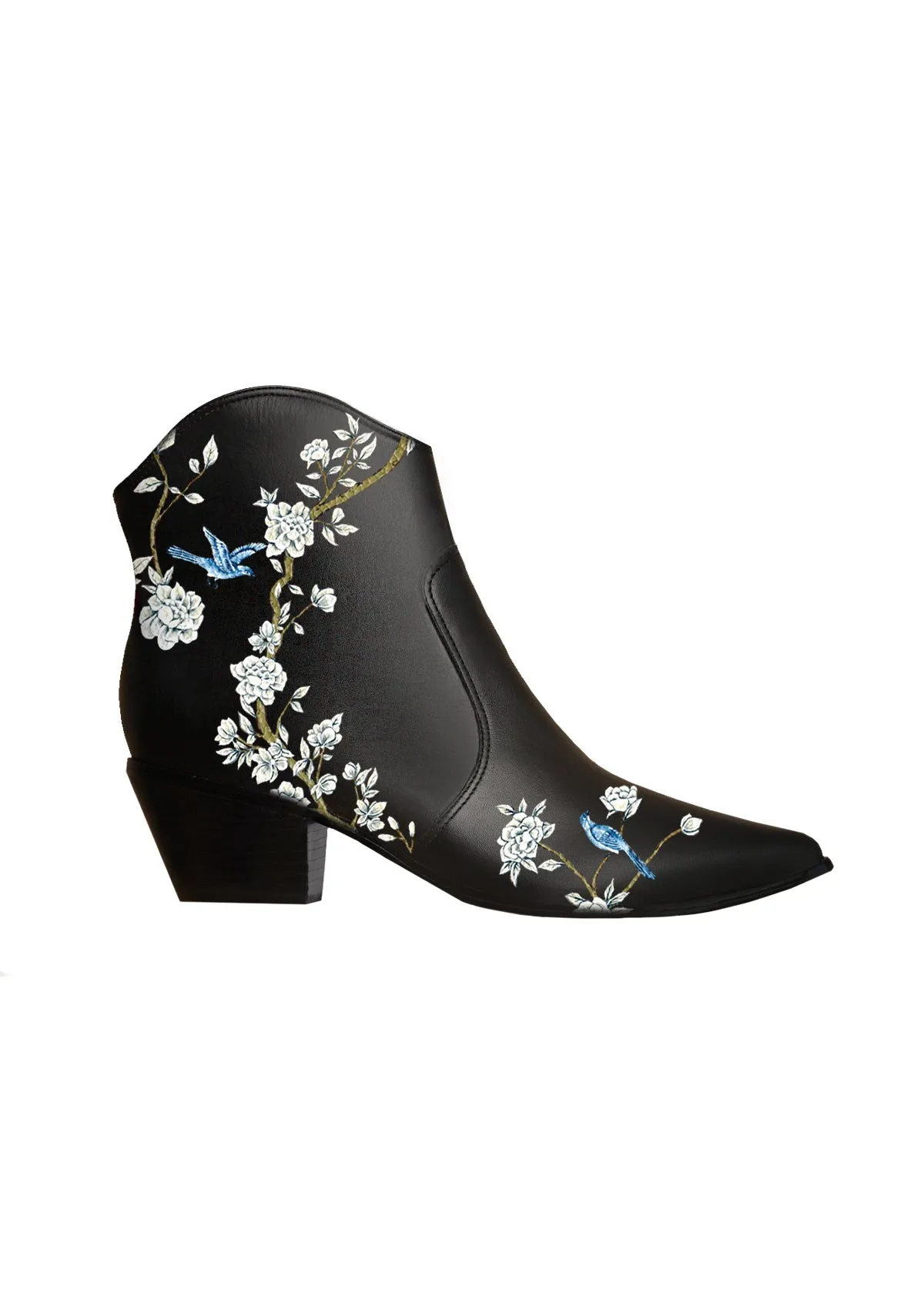 Japanese Garden Black Cowboy Boot Athletic Edge