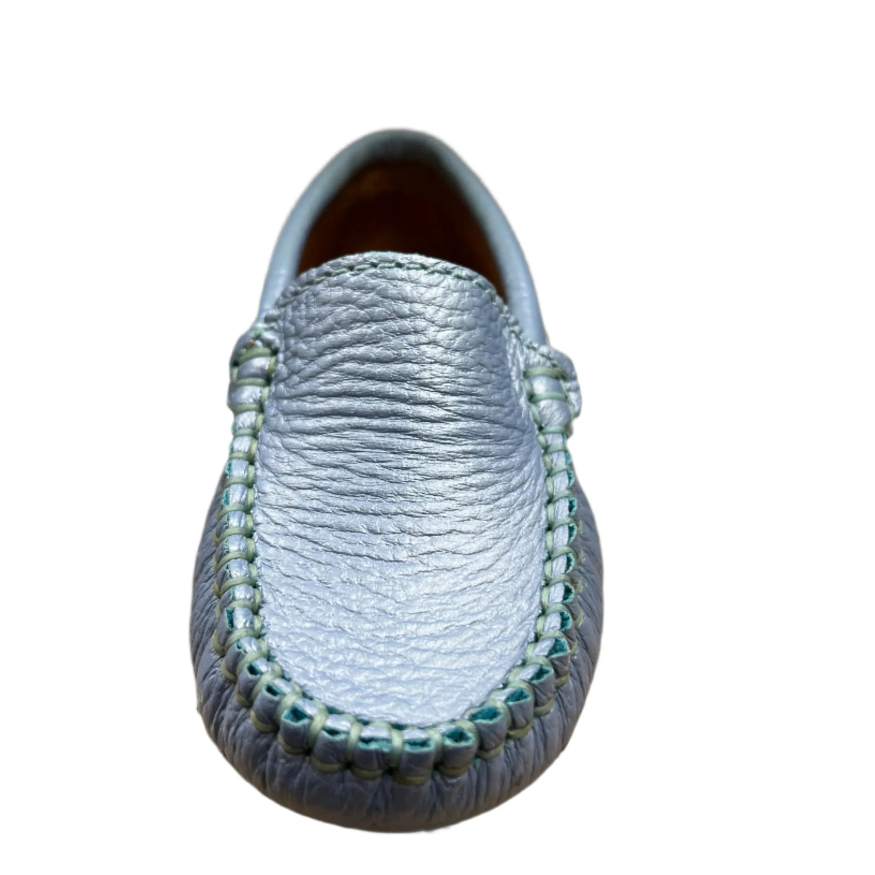 Atlanta Moccasin Boy's and Girl's Originals 015 Plain Vamp Loafers - Blue Cashemire Foggi Odor Resistant