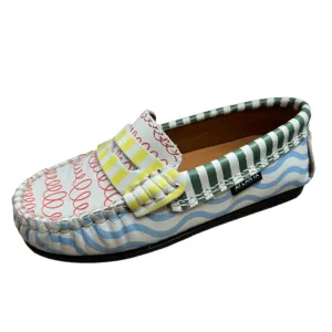 Unisex kids' shoes Atlanta Moccasin Boy's and Girl's Originals 032 Penny Loafer - Print Wave Blue & St