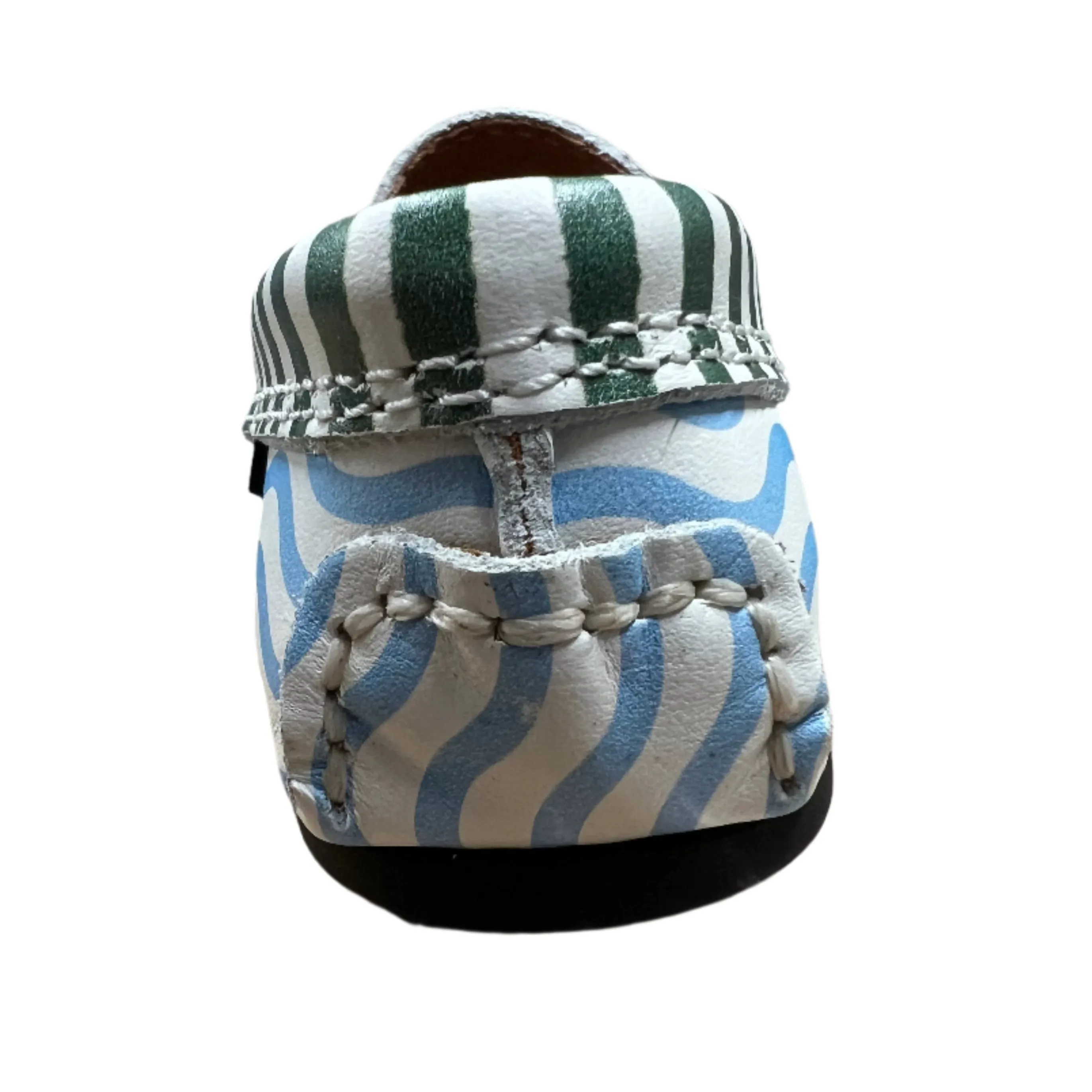 Atlanta Moccasin Boy's and Girl's Originals 032 Penny Loafer - Print Wave Blue & St Retro Kids