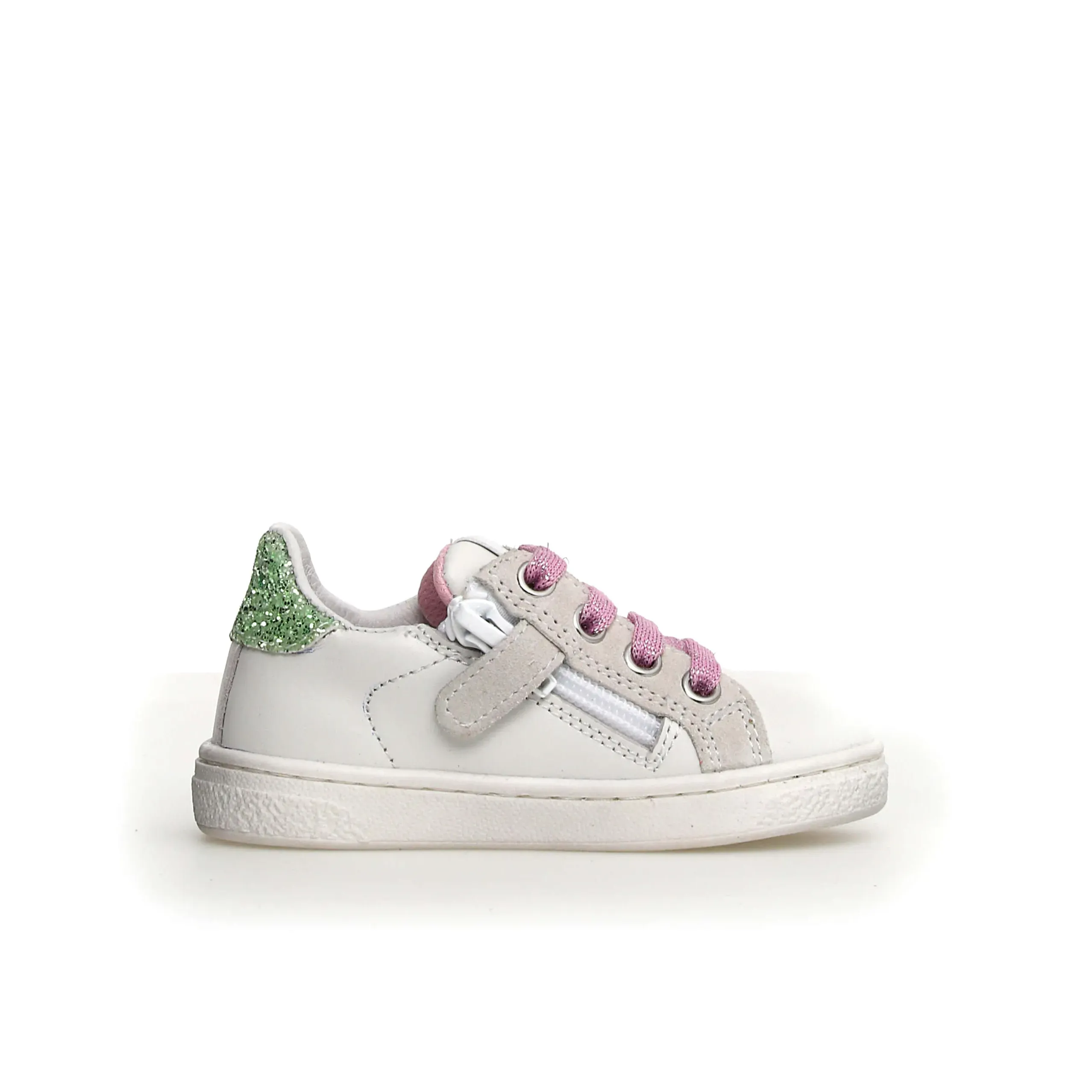 autumn shoes Naturino Girl's Pinn Zip Casual Shoes - White/Pink/Light Green