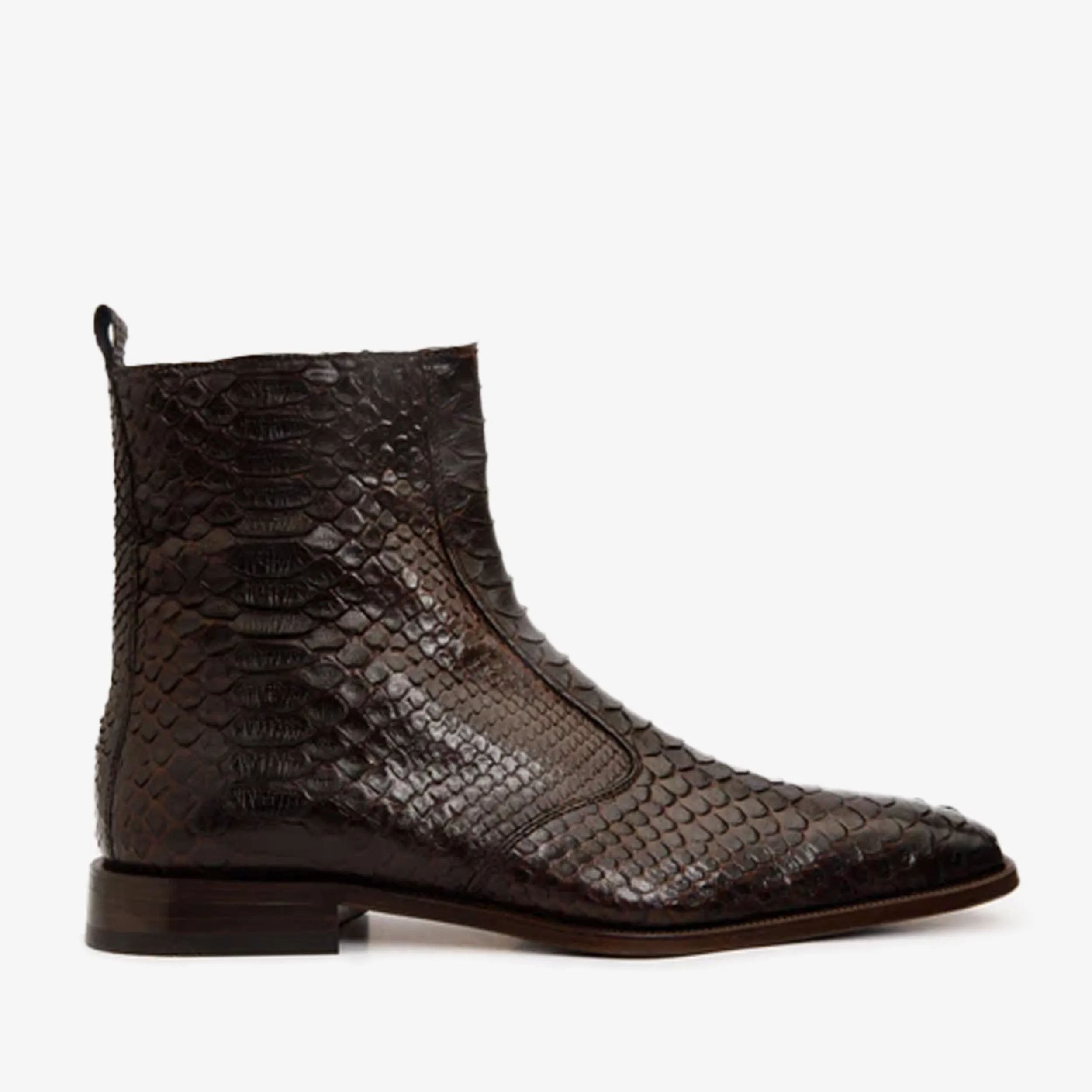 Business Mode The Boss Brown Pythn Snk Zip-Up Leather Men Boot Limited Edition