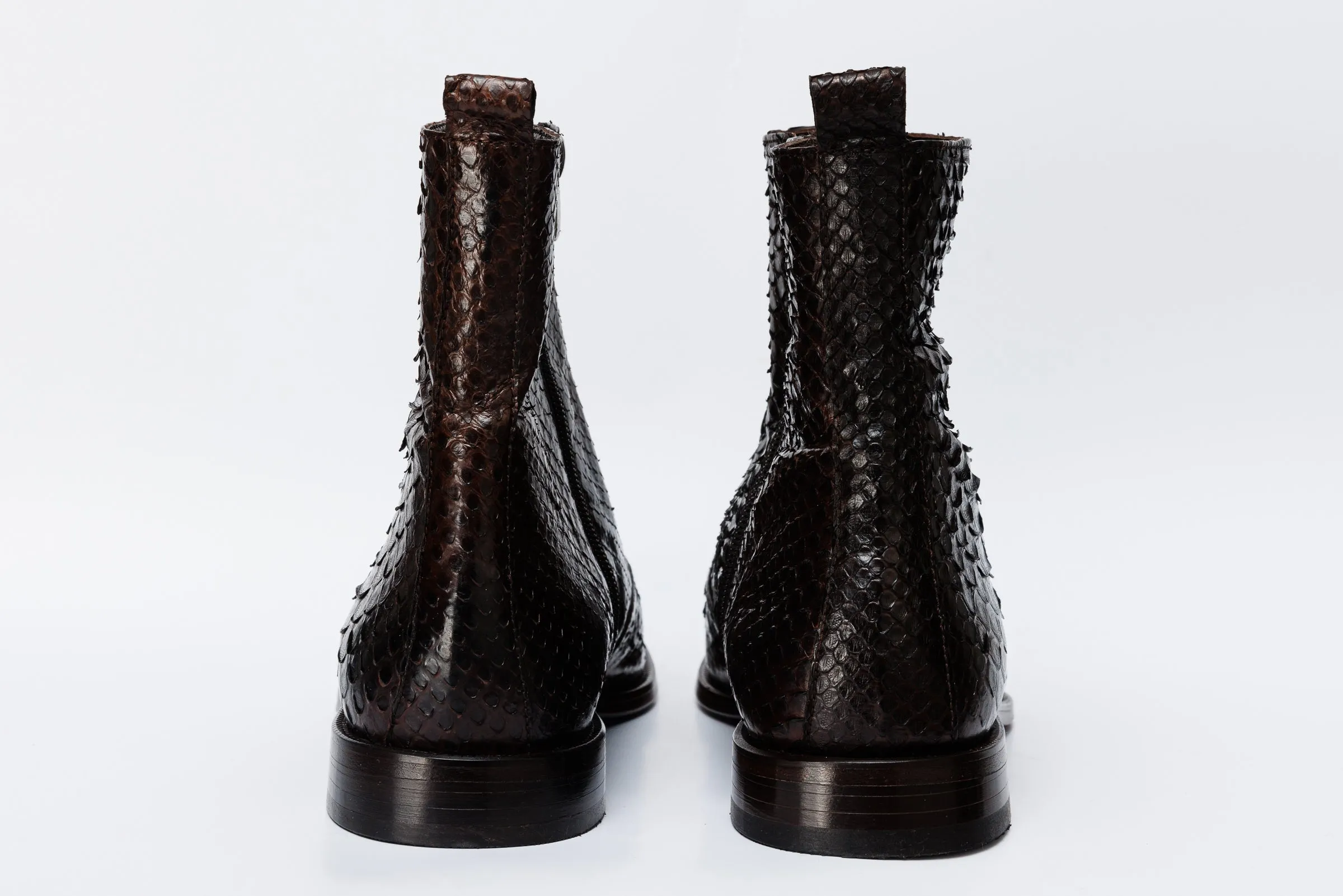 Balance-Zone The Boss Brown Pythn Snk Zip-Up Leather Men Boot Limited Edition