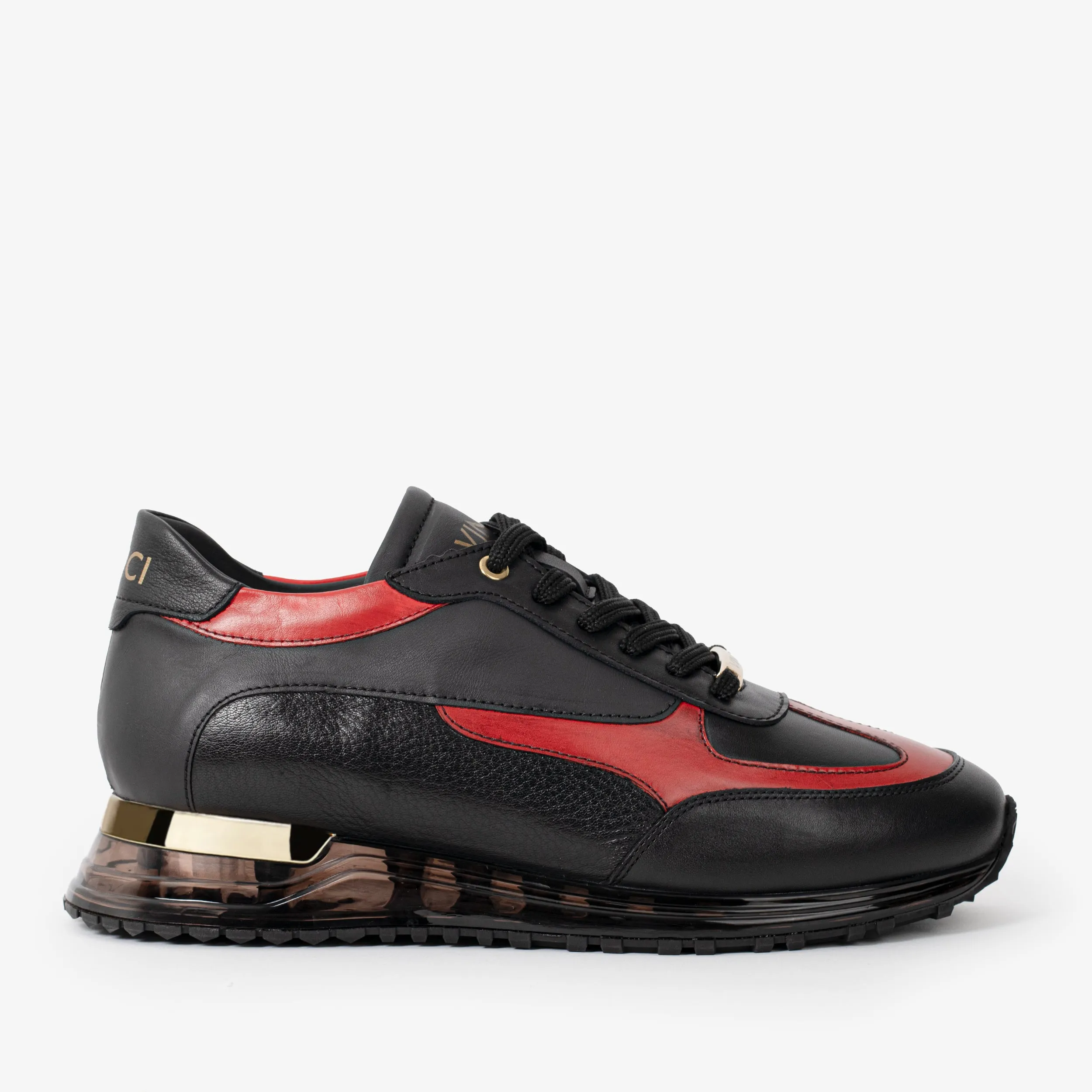 The Arda Black & Red Leather Men Sneaker Picnic Easy