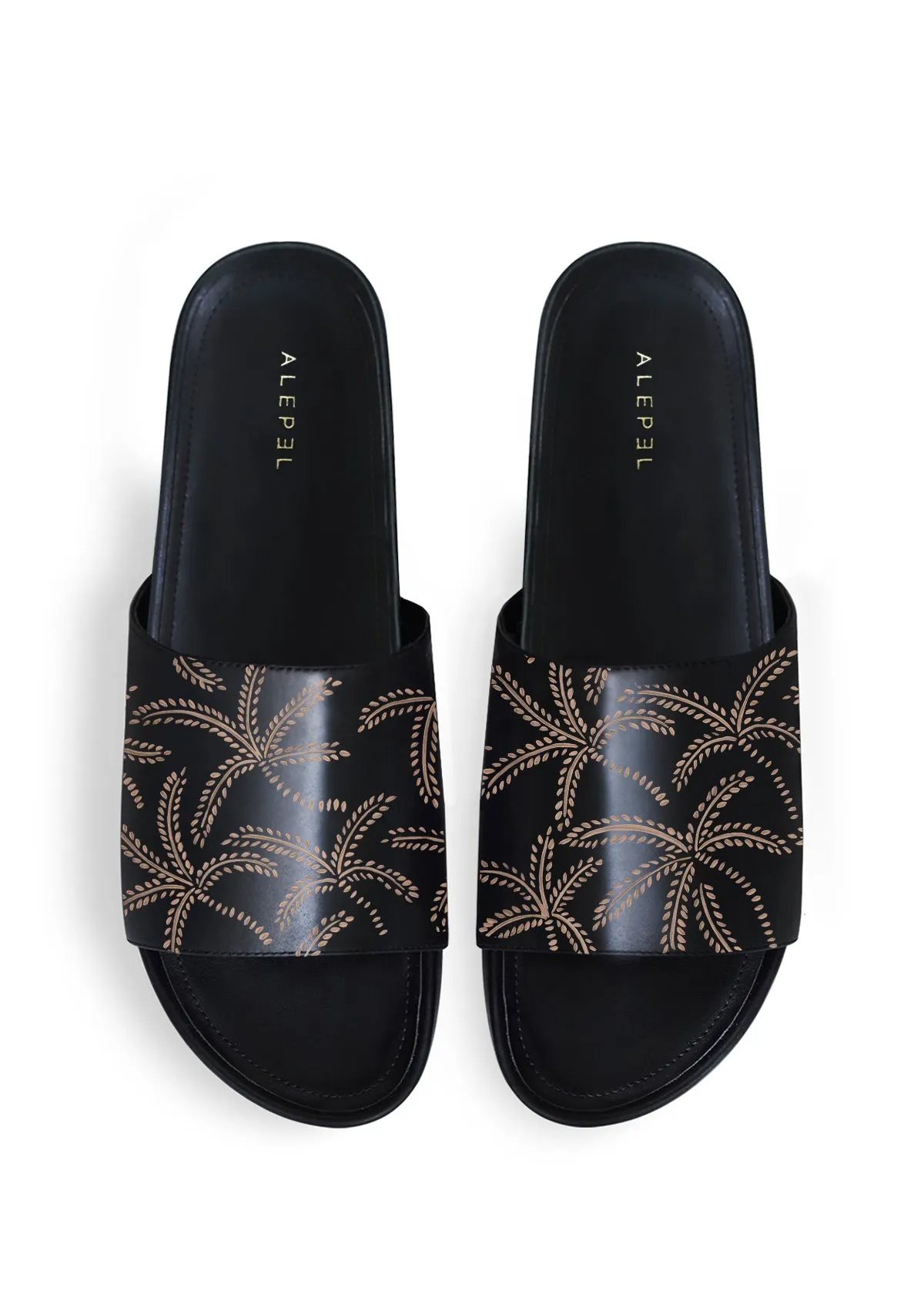 Beige Abstract Palms Black Slip On Cozy Slip-On Shoes Cozy Foot Step