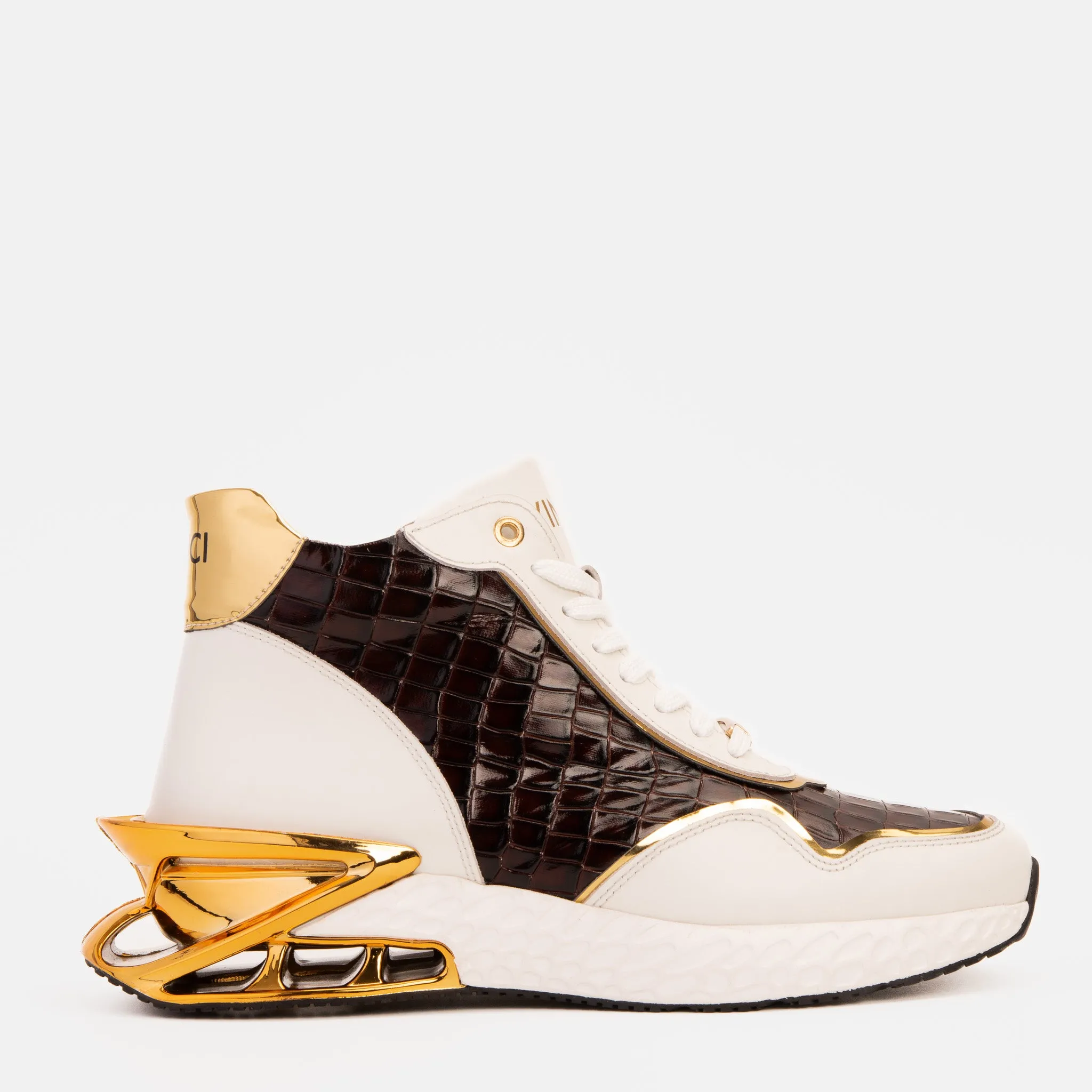Stride Bold Bellagio White & Gold Leather High-Top Men Sneaker