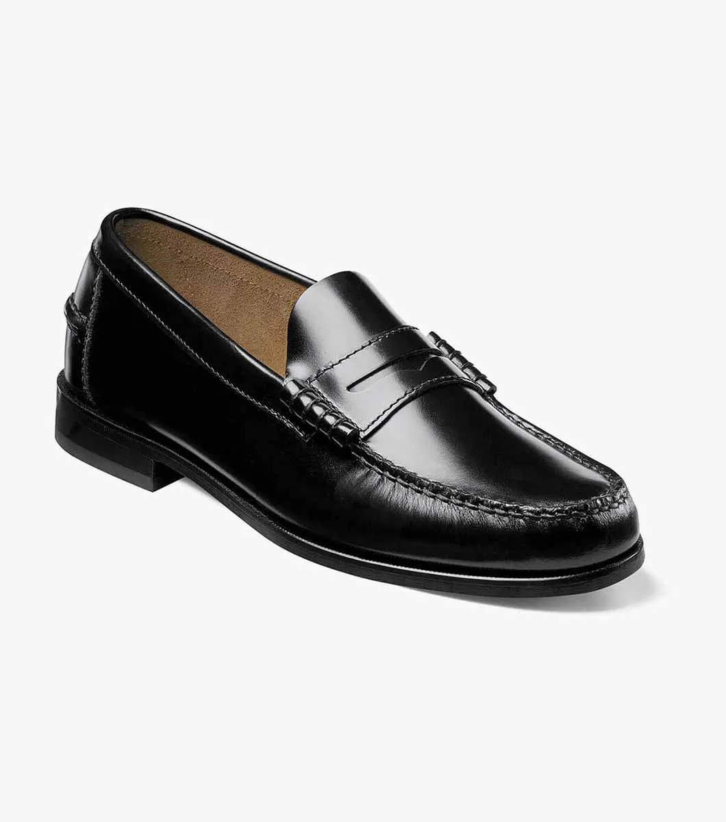 Berkley Moc Toe Penny Loafer-Black| Florsheim Gentle Look