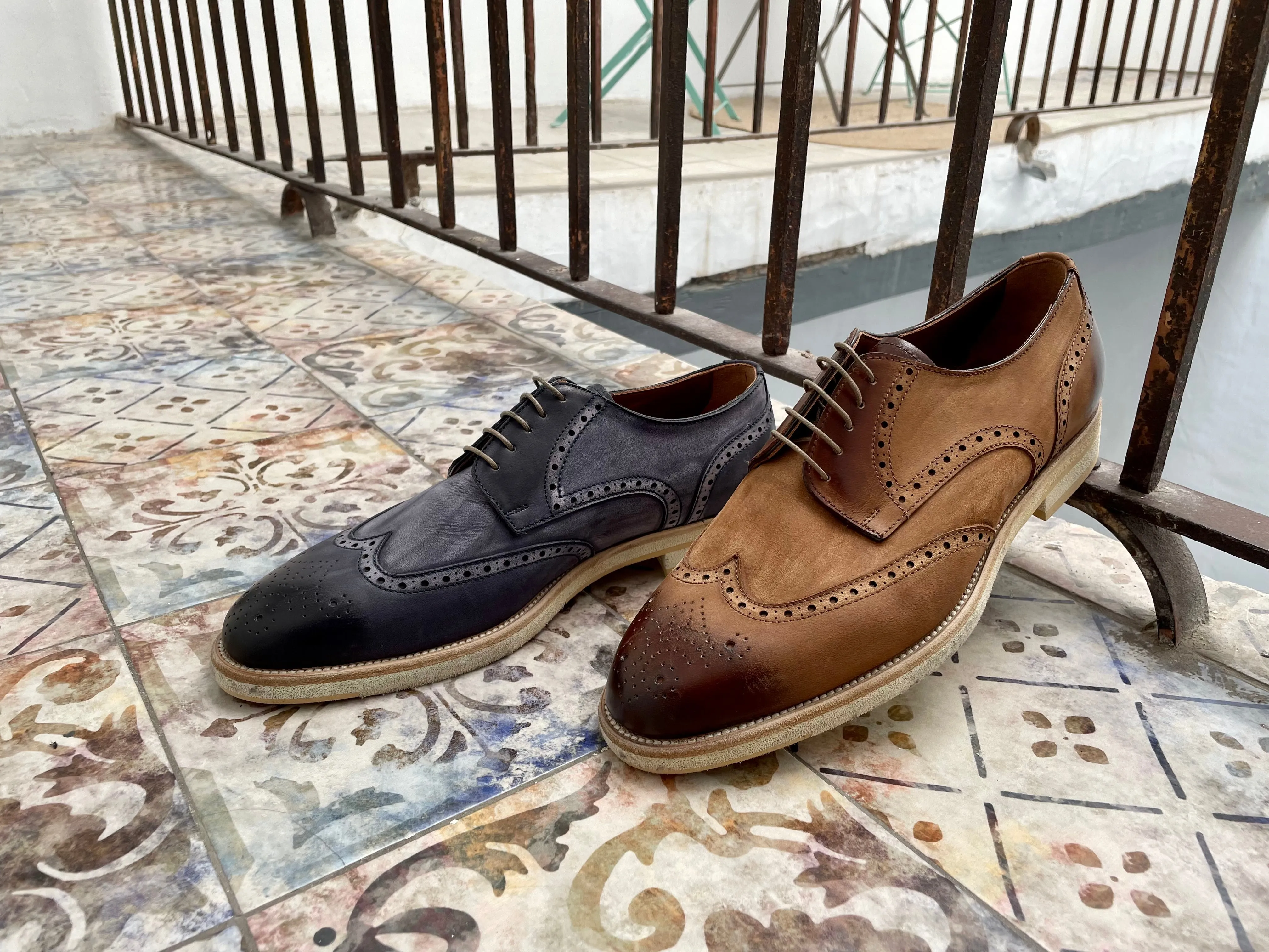 BERLINA WINGTIP CUOIO Evening Stitching