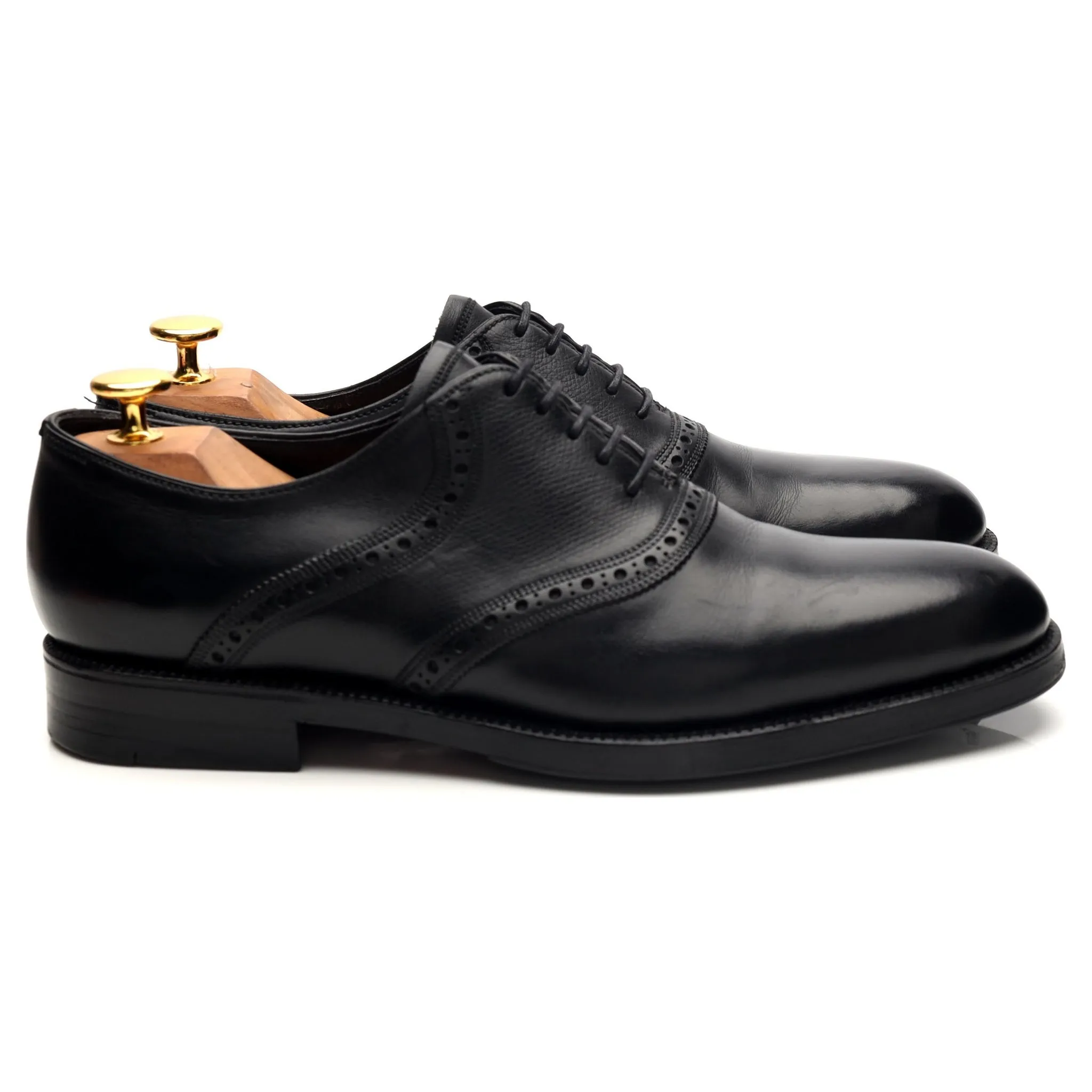 Bespoke Black Leather Saddle Oxford UK 6 / UK 6.5 E Trendy Look Shoes