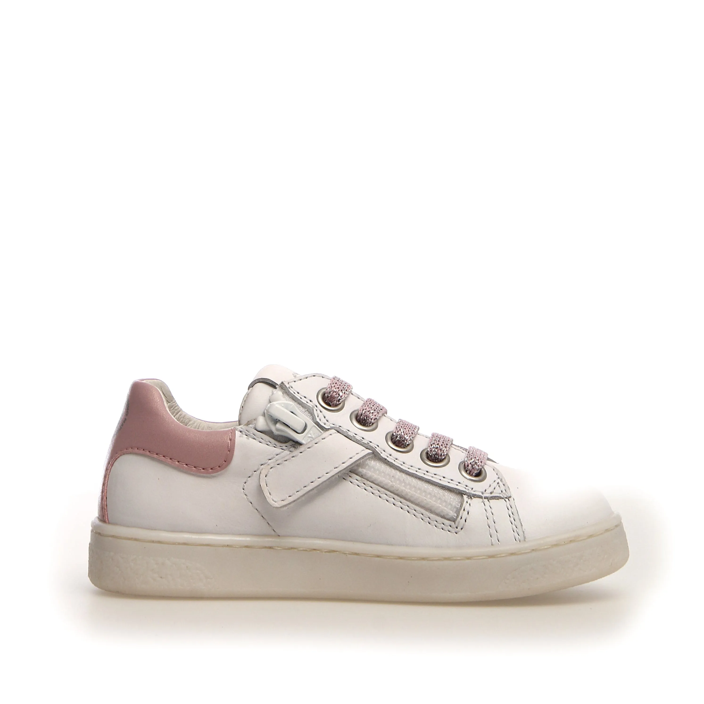 Big Kids Shoes Naturino Girl's Flich Sneaker Shoes, White/Pink