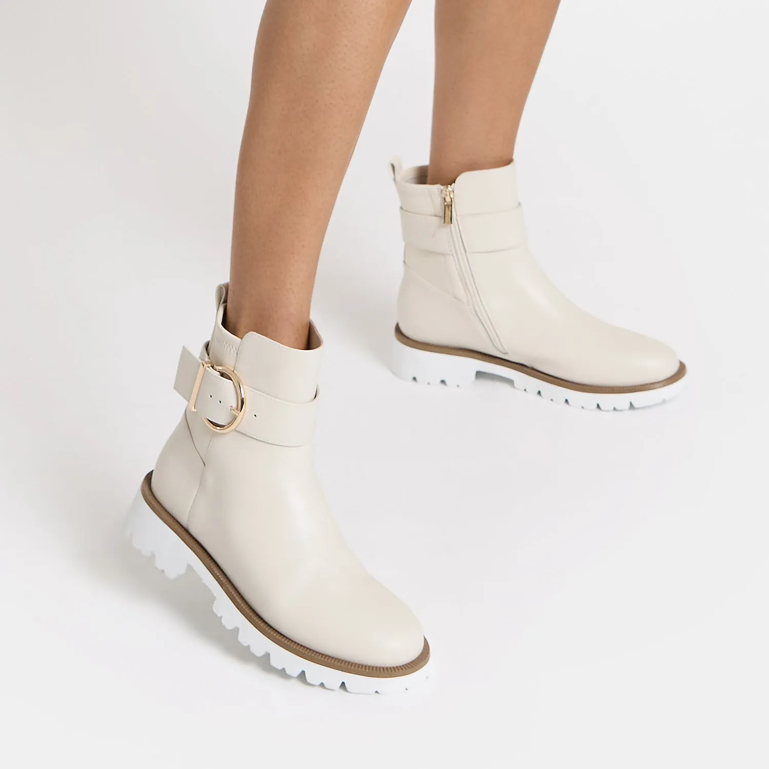 Biker Edge Jaxon Ankle Boot | Ivory leather