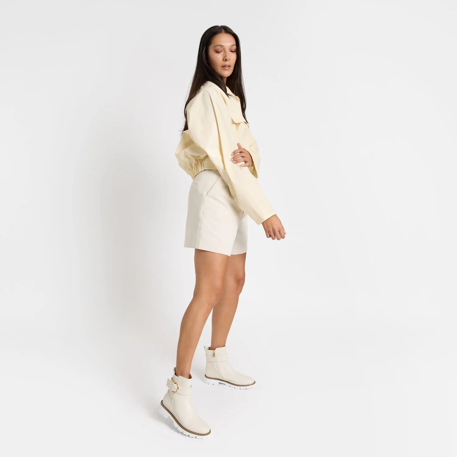 Biker Edge Jaxon Ankle Boot | Ivory leather