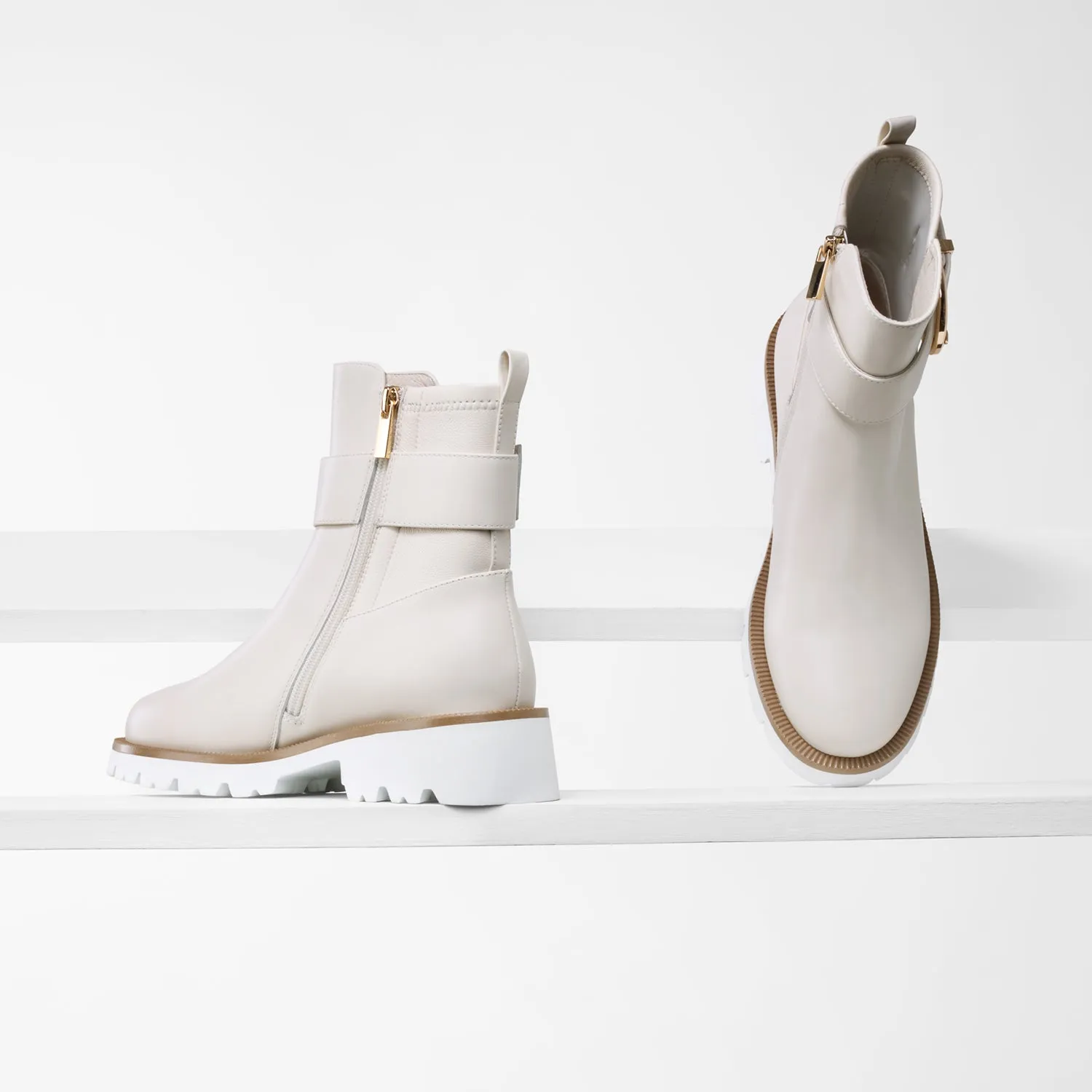 Biker Edge Jaxon Ankle Boot | Ivory leather