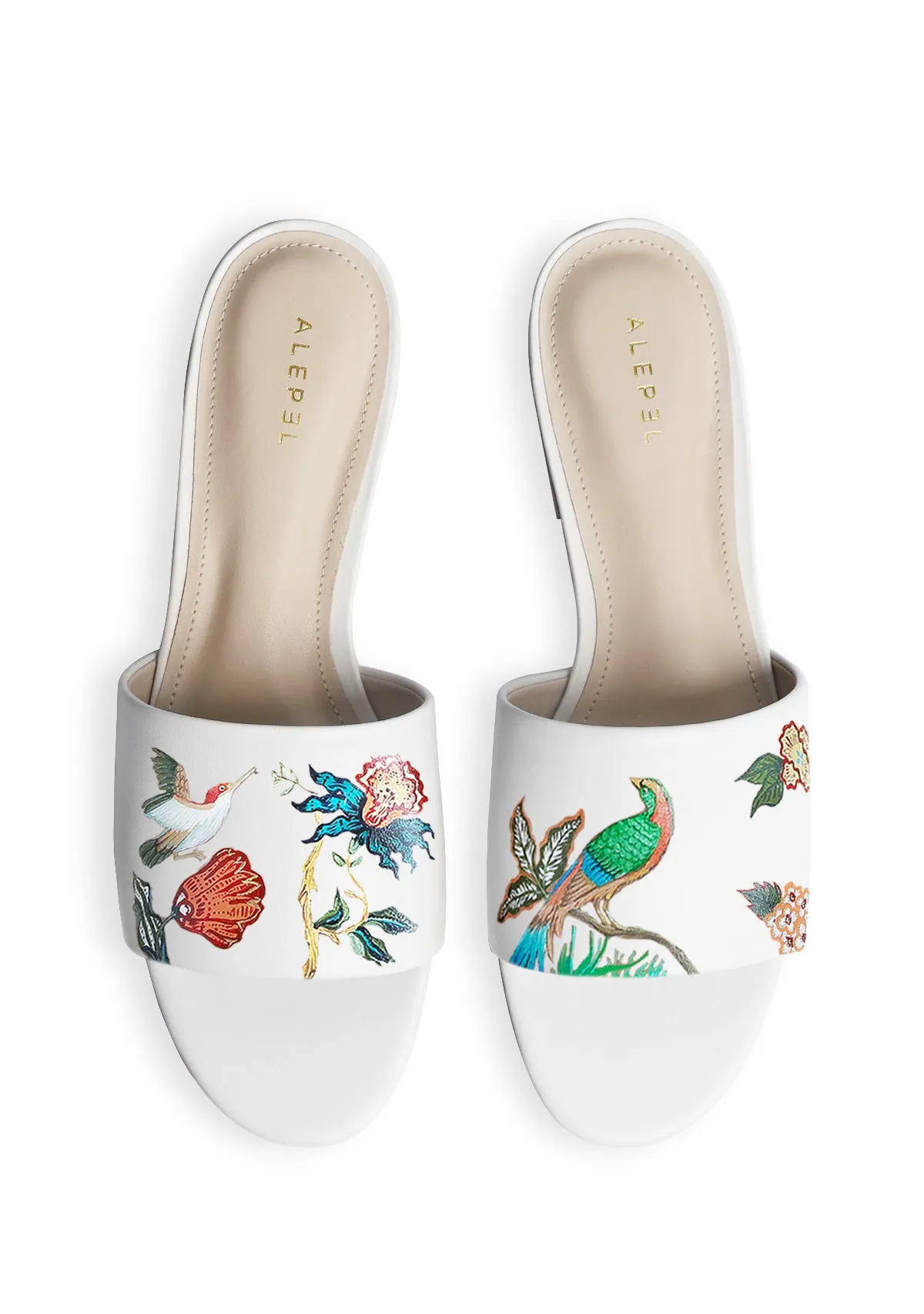 Ankle wrap Bird Floral White Slide