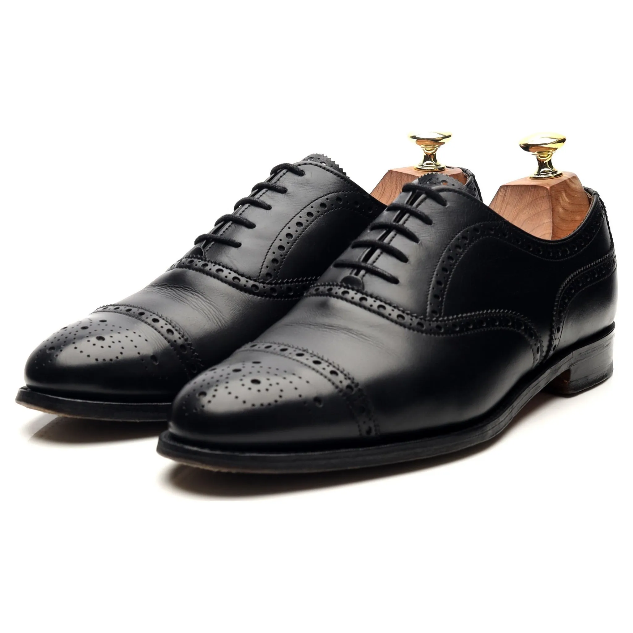 Durable Build Black Leather Oxford Semi Brogues UK 7.5 E