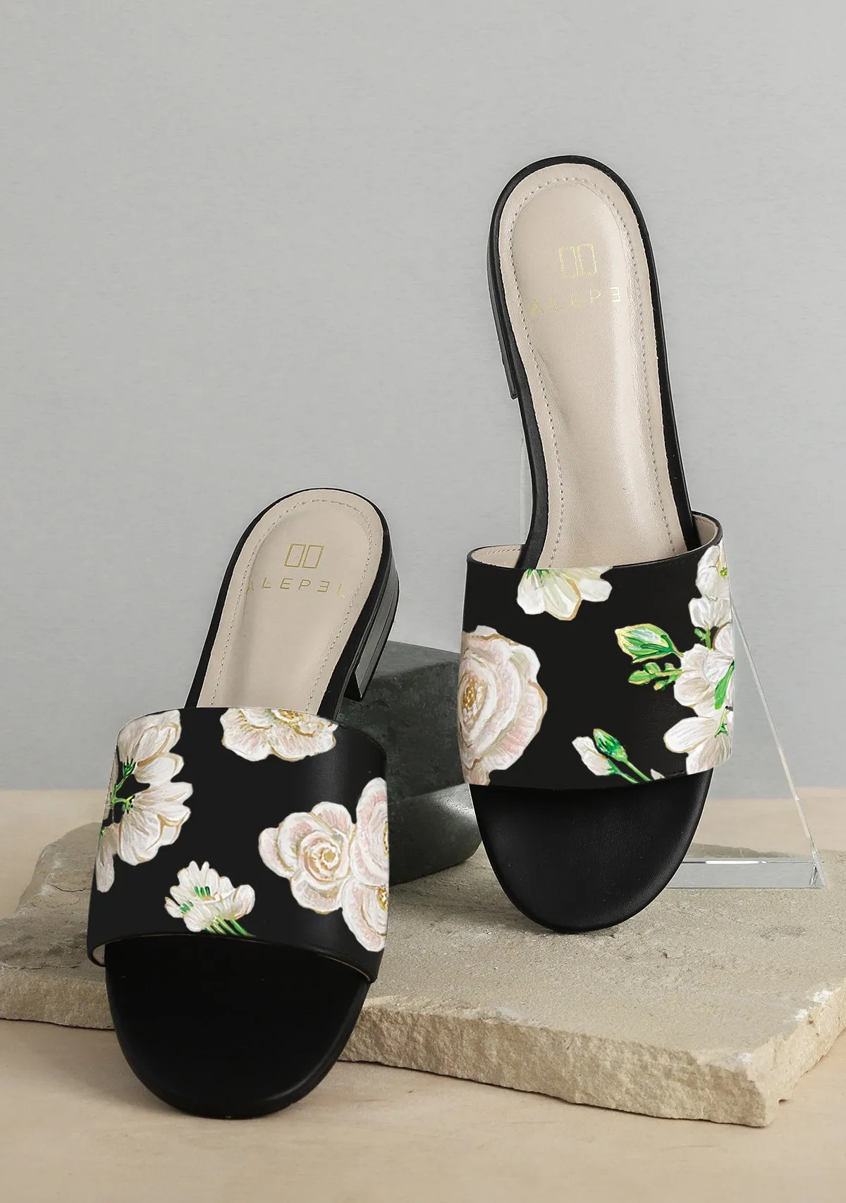 Black Slide Custom Design Cushioned Footbed