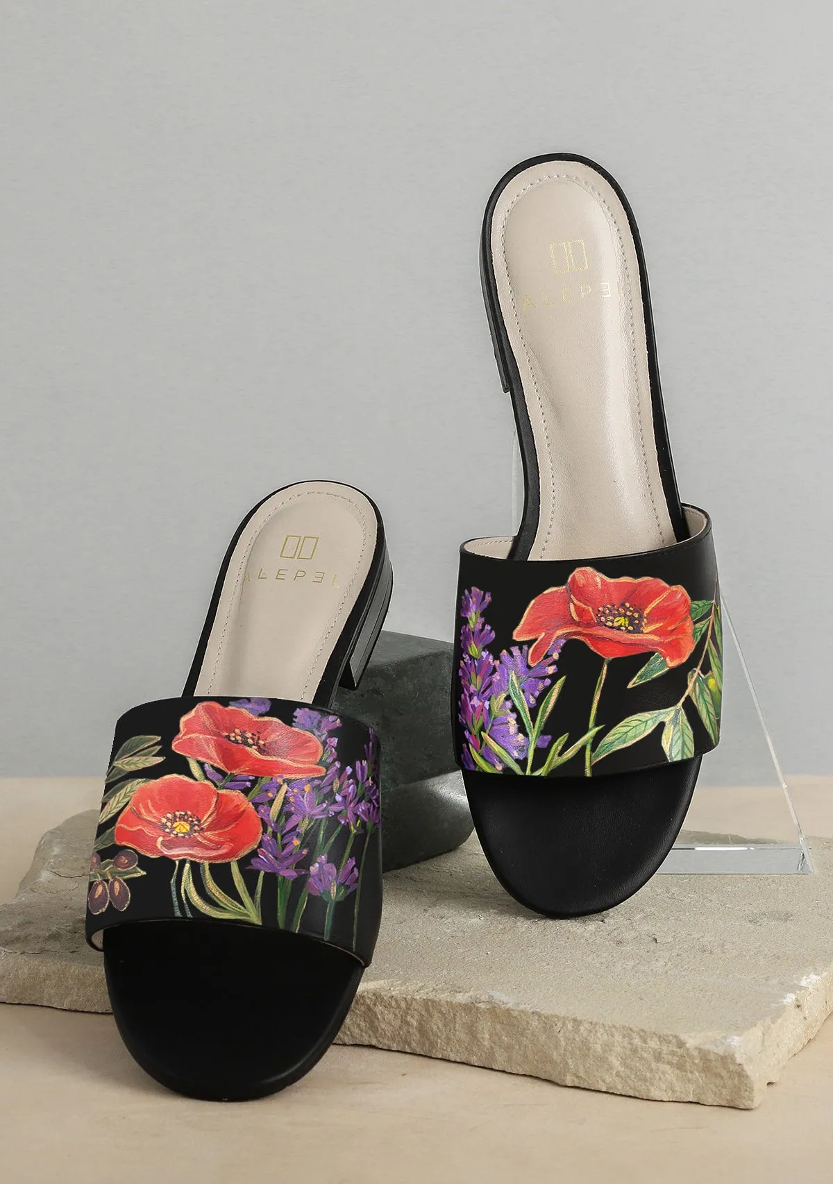 Black Slide Custom Design Cushioned Footbed