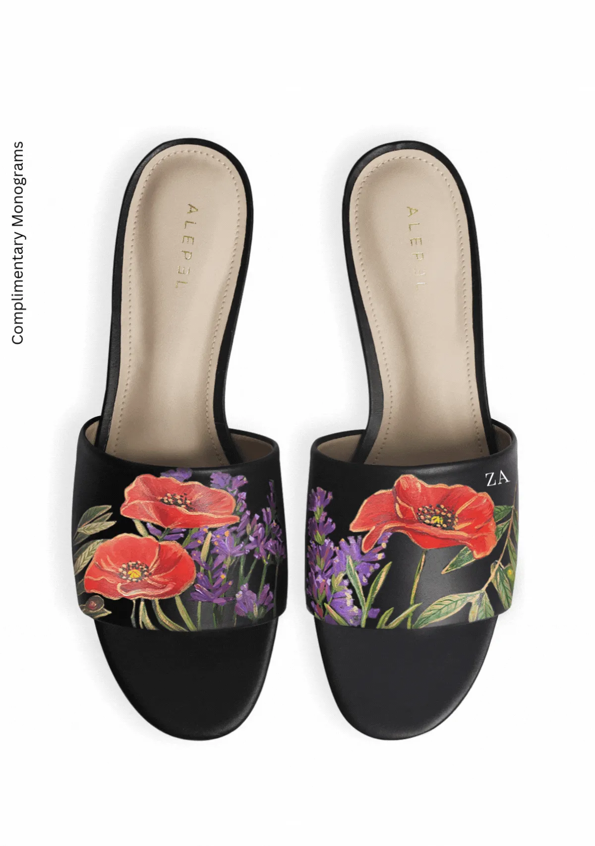 Black Slide Custom Design Cushioned Footbed