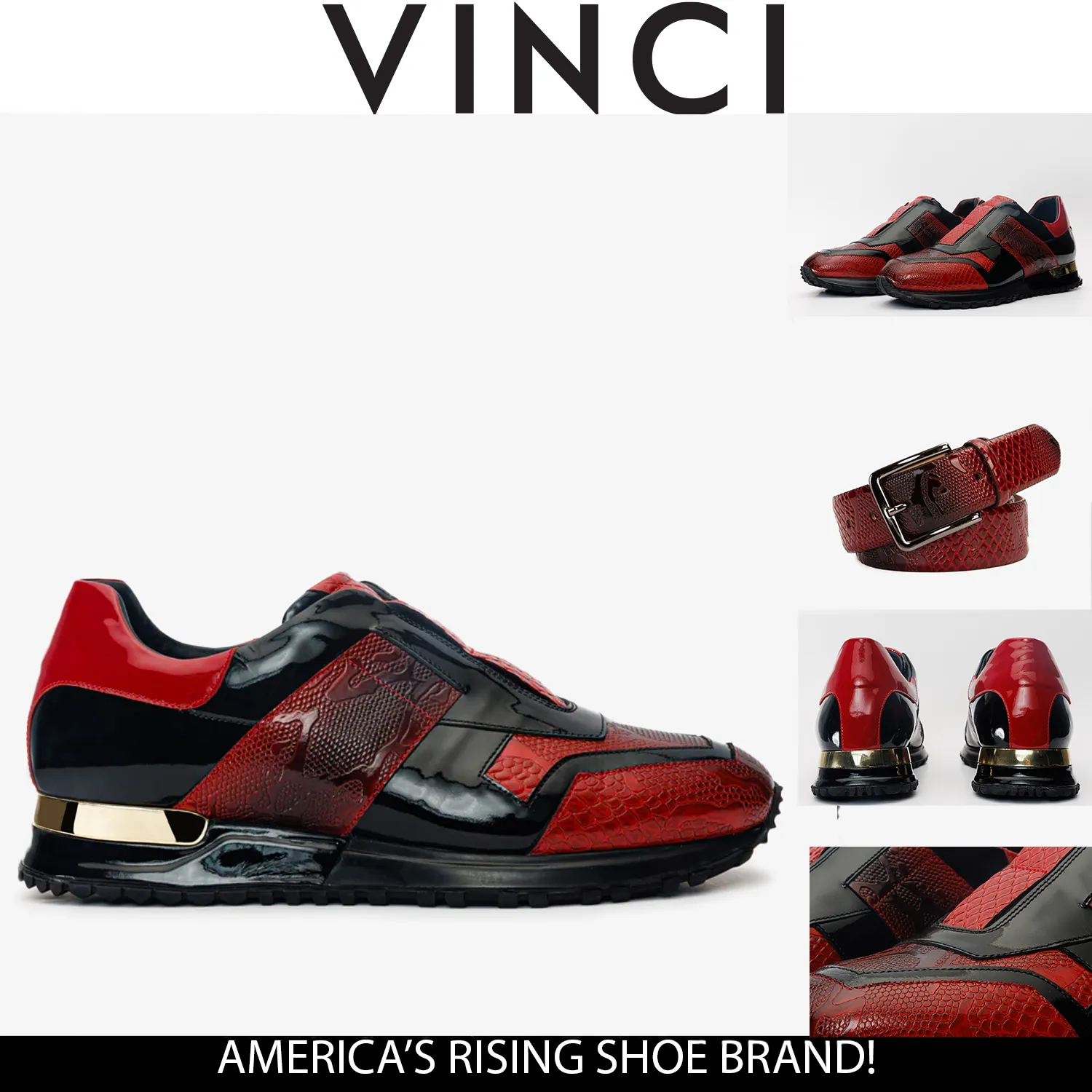 Black-Tie The Milano Snk Red Leather Men Sneaker