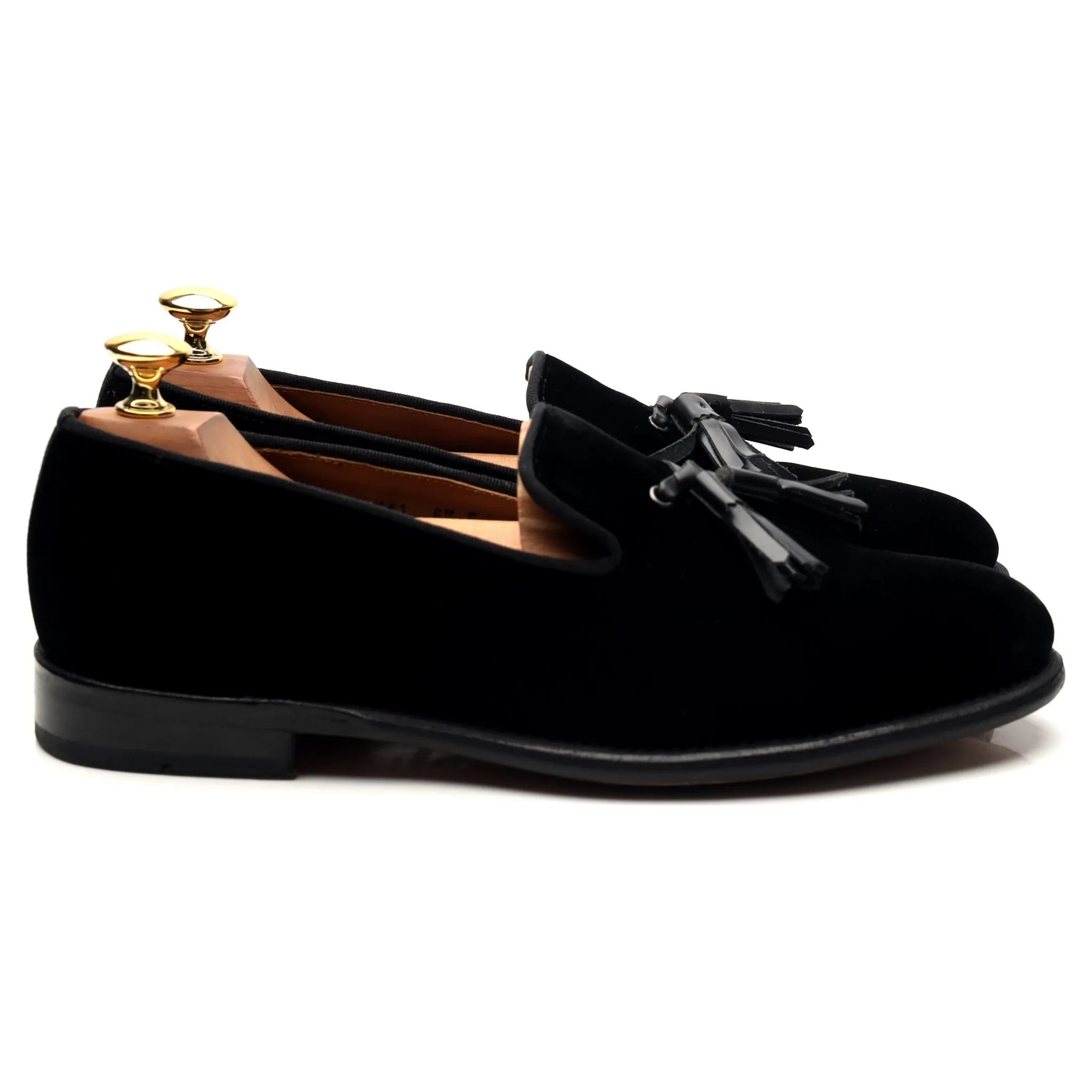 Protective Wear Black Velvet Tassel Loafers UK 6.5 E